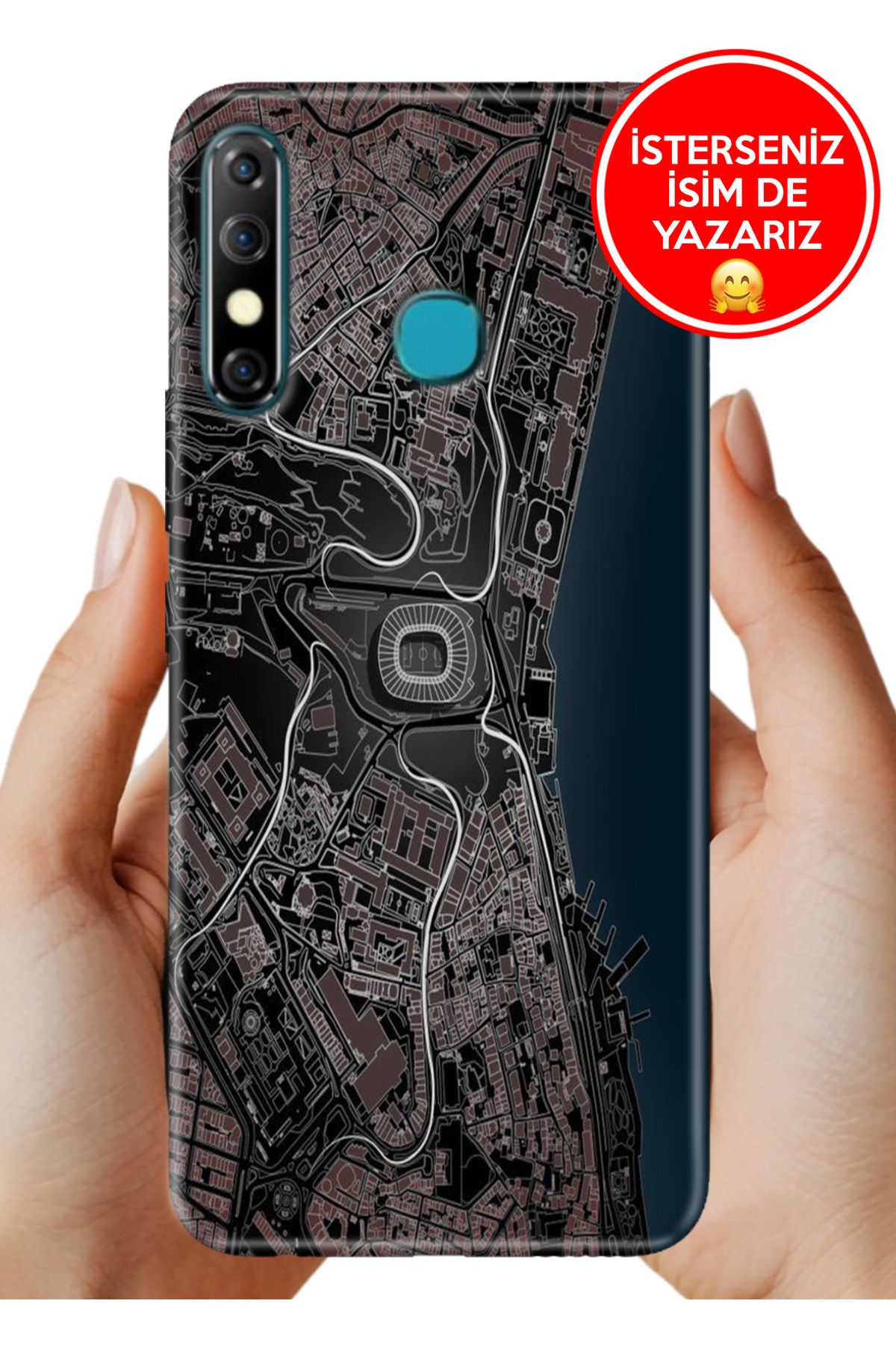 Cekuonline İnfinix Hot 8 Kılıf Tam Rubber Esnek Silikon Full Koruma SiyahBeyaz Stadyum