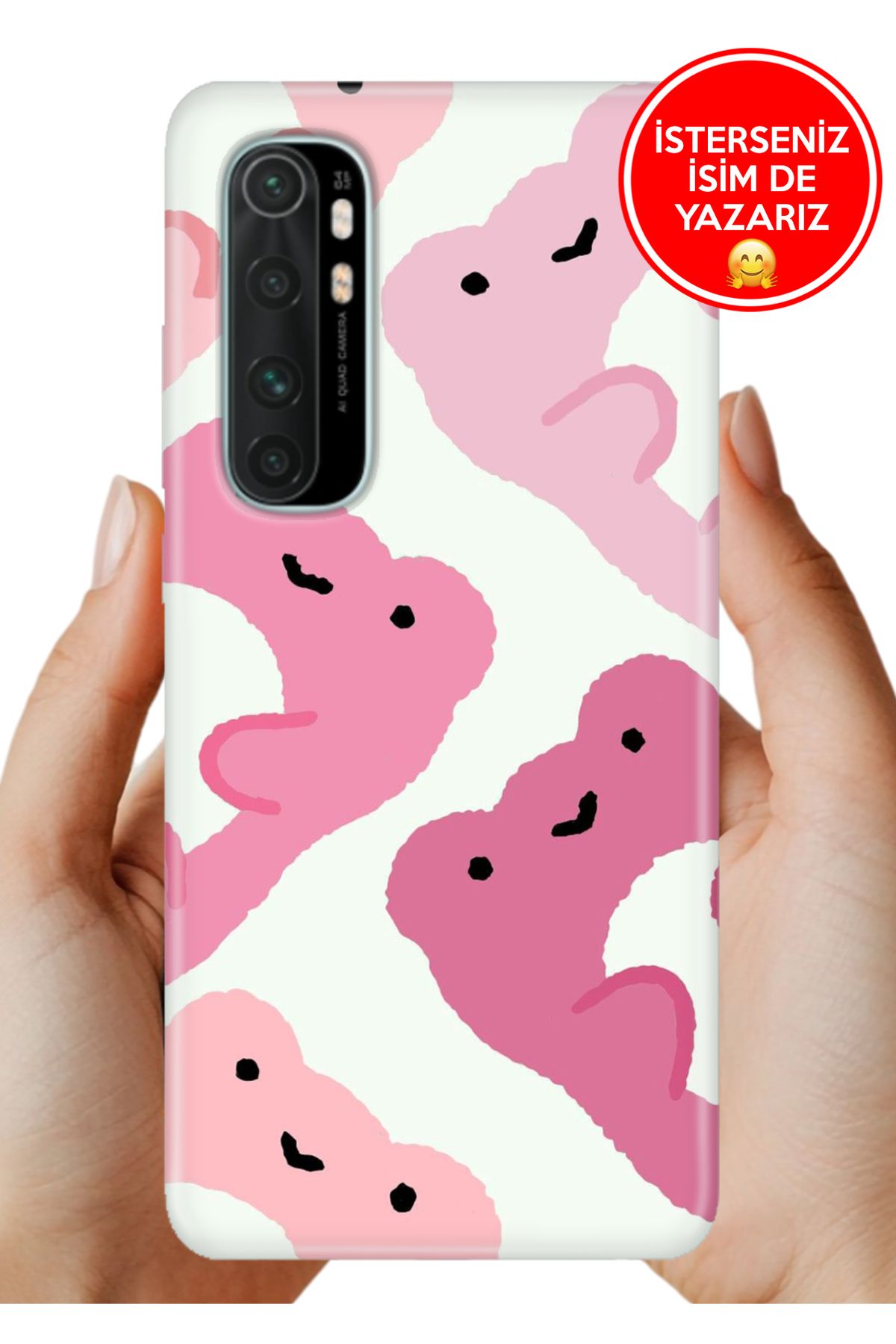 Cekuonline Xiaomi Mi Note 10 Lite Kılıf Desenli İsimli / İsimsiz Silikon Pink Frogs