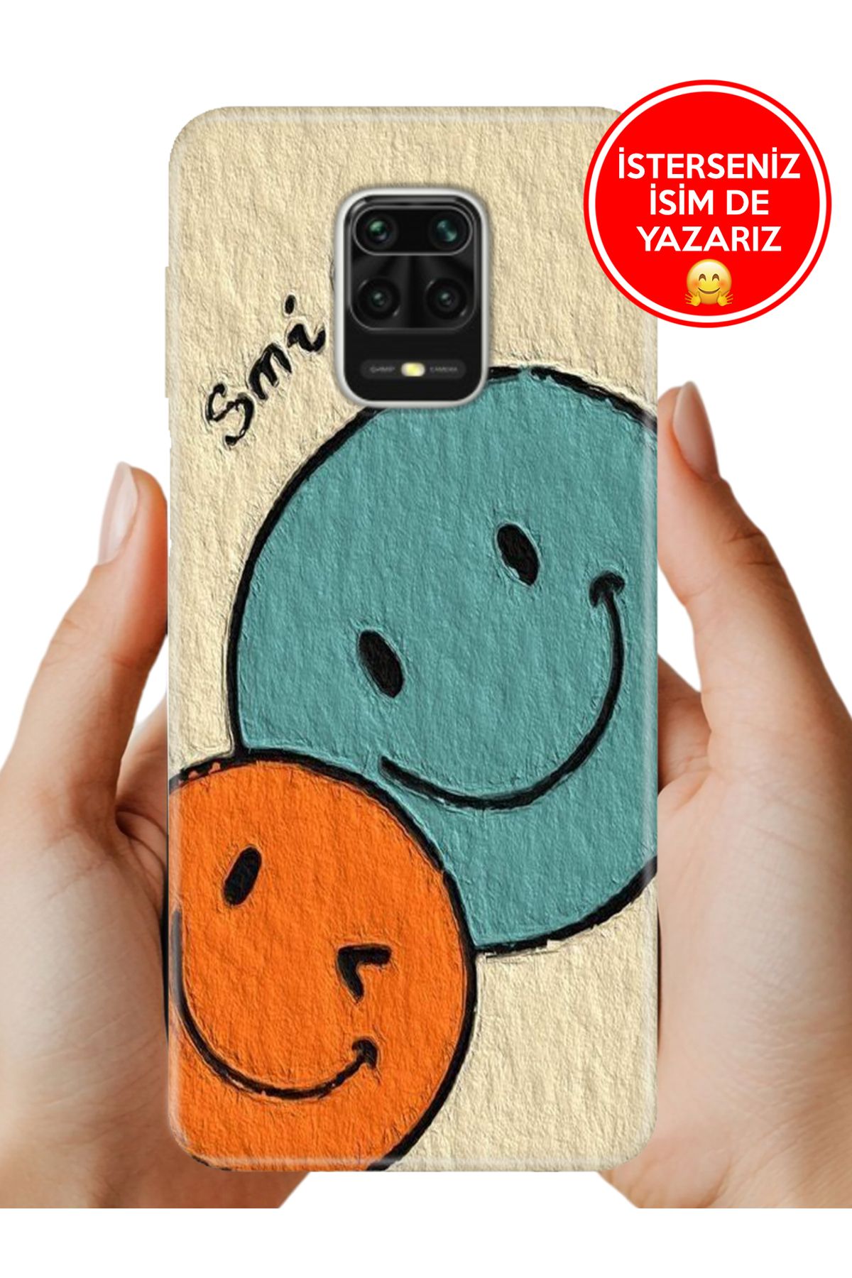 Cekuonline Xiaomi Redmi Note 9 Pro 9S Kılıf Tam Rubber Esnek Silikon Full Koruma Smile 06744