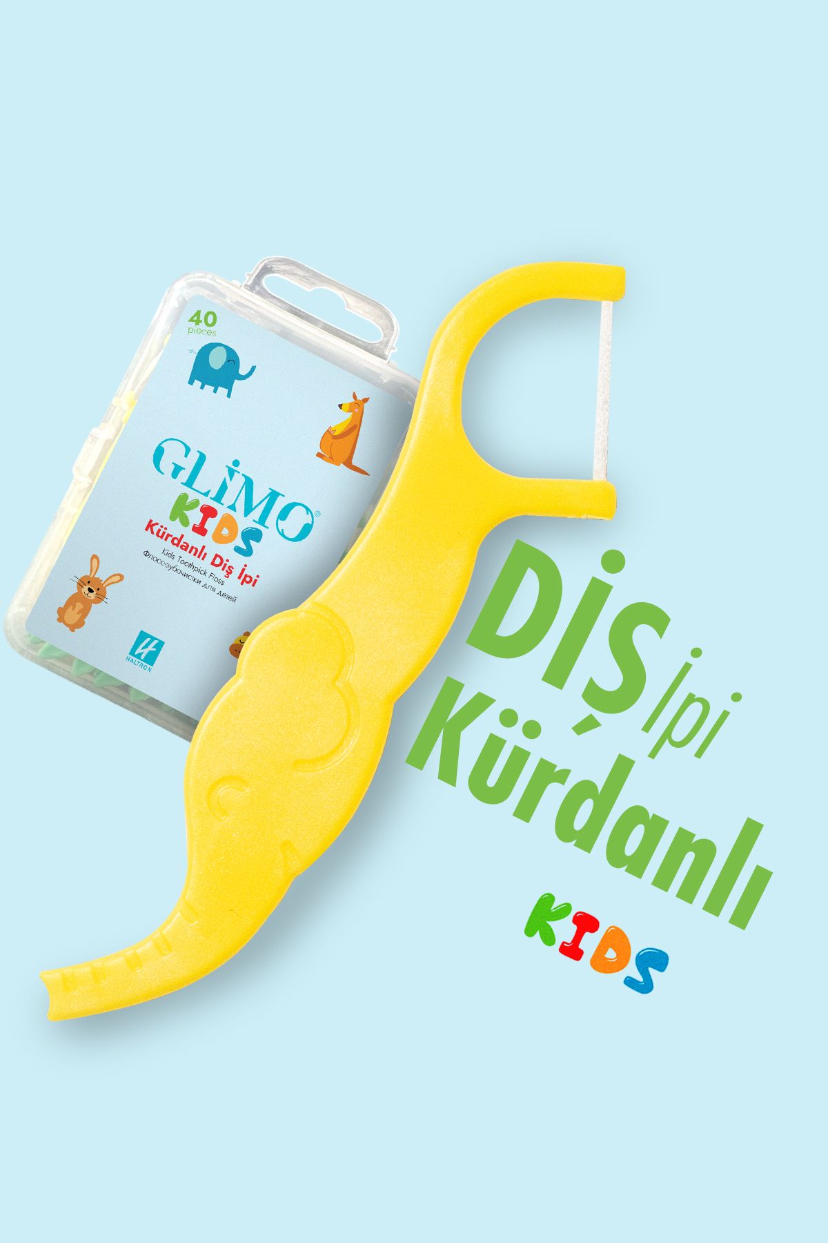 Glimo Kids Kürdanlı Diş Ipi | Çocuklara Özel Diş Eti Dostu, Kolay Kullanım | Plak Temizleyici