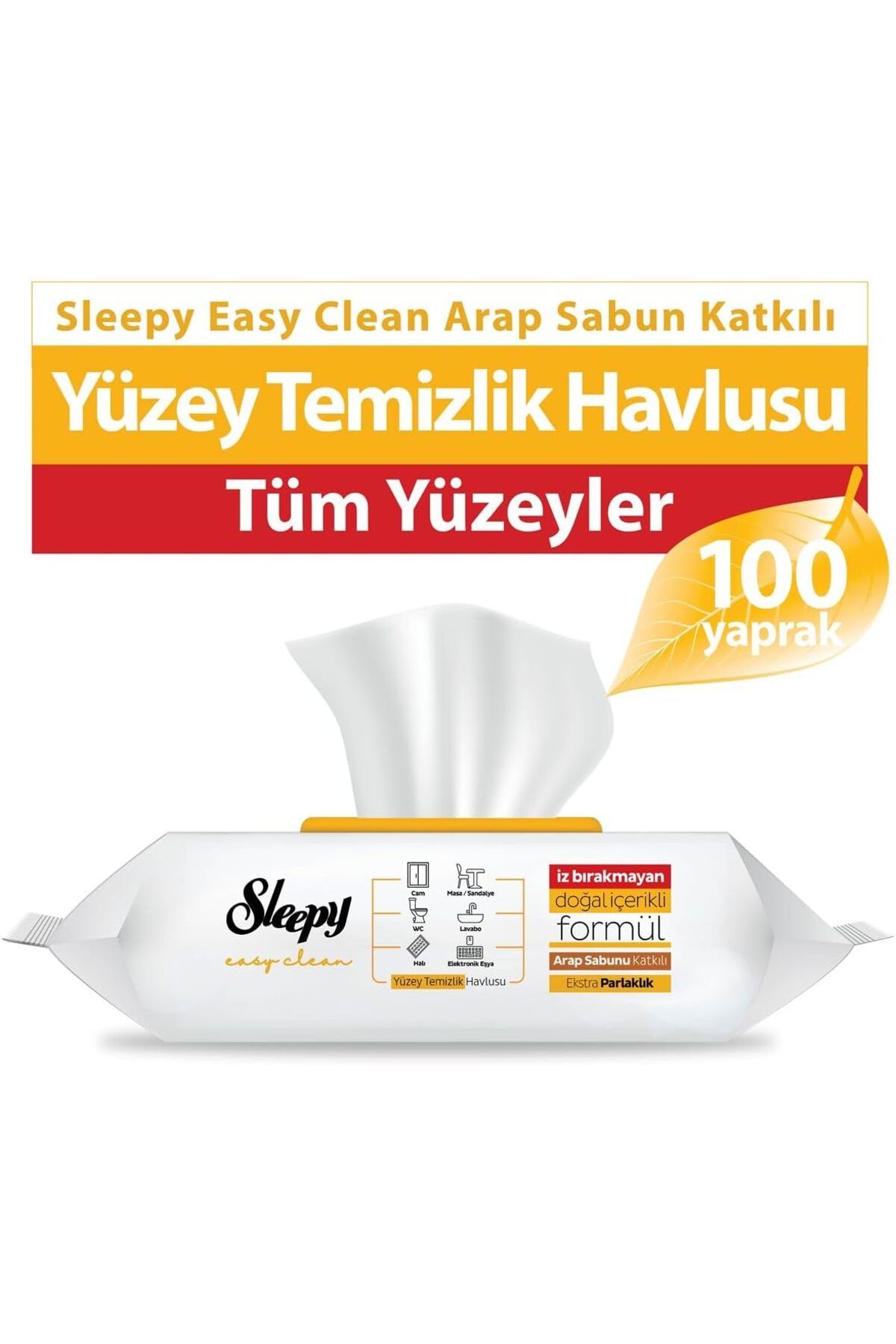 Sleepy Easy Clean Arap Sabun Katkılı Yüzey Temizlik Havlusu 100 Yaprak