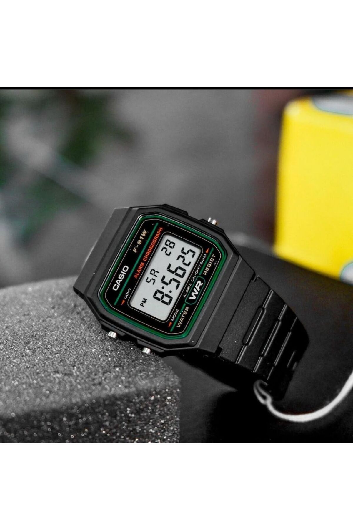 Casio-Casio Men's Quartz Watch with Digital Display and Rubber Strap F-91W-3DG, Black, Strap 2