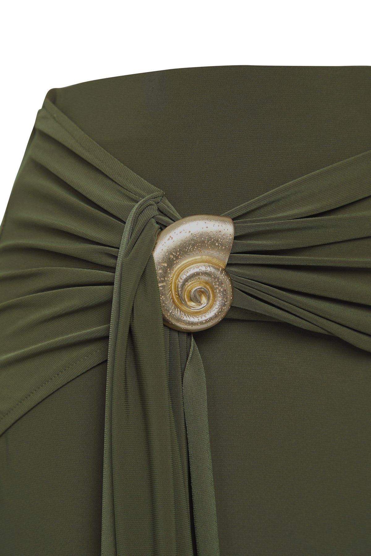 Trendyol Collection-Limitált kiadású khaki testhezálló kiegészítők, részletes kötött hosszú szoknya TPRSS25ET00004 4