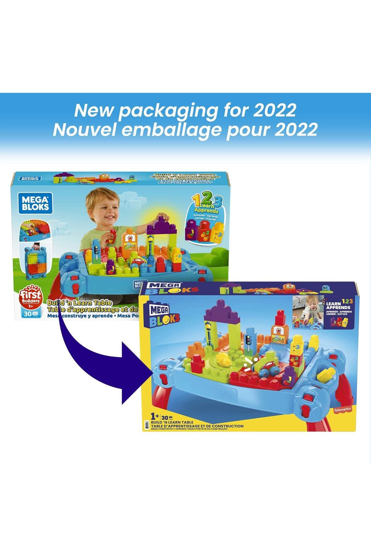 MEGA-Bloks First Builders Build 'n Learn Table with Big Building Blocks, Building Toys for Toddlers 7