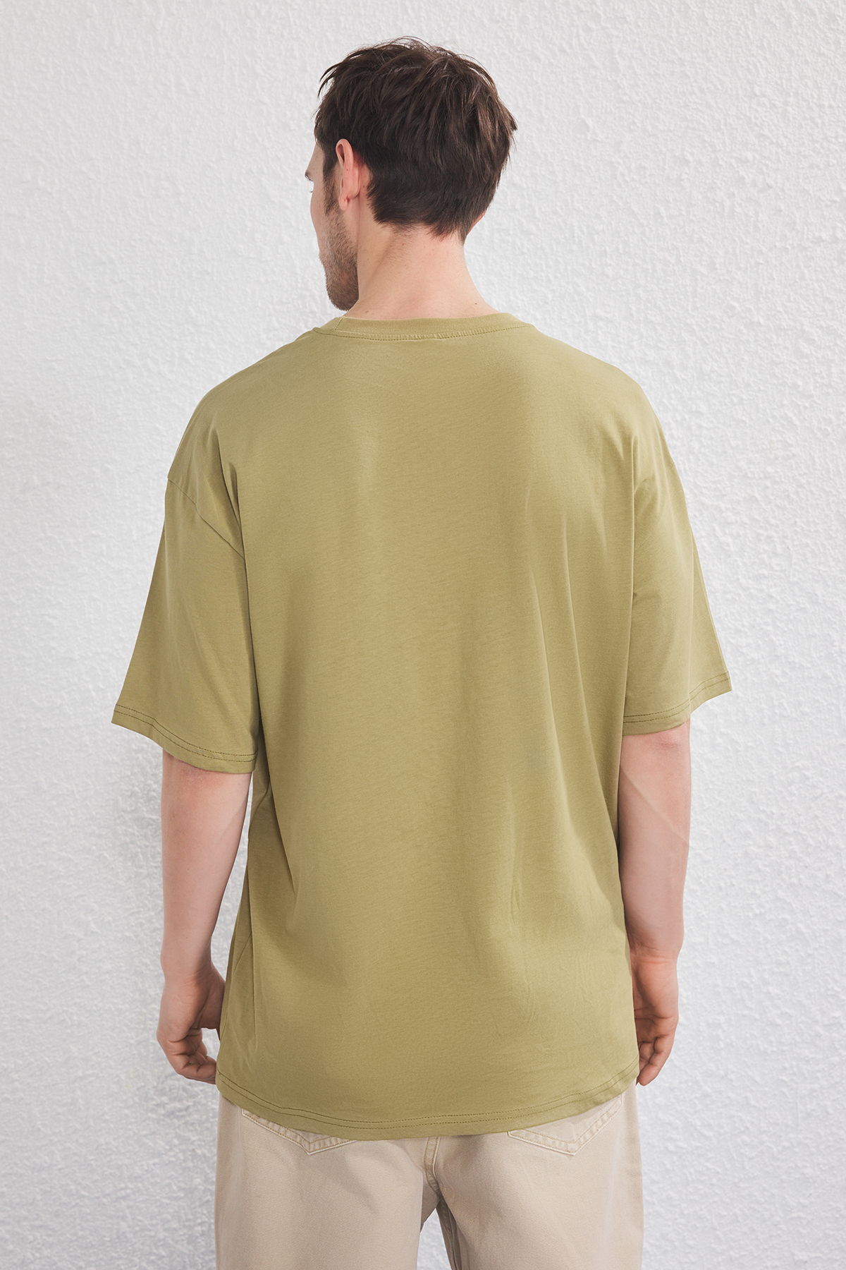 Trendyolmilla  Haki-Siyah Oversize/Geniş Kesim 2'li Paket Yazı Baskılı %100 Pamuk T-Shirt TMNSS25TS00211 - Görsel 8