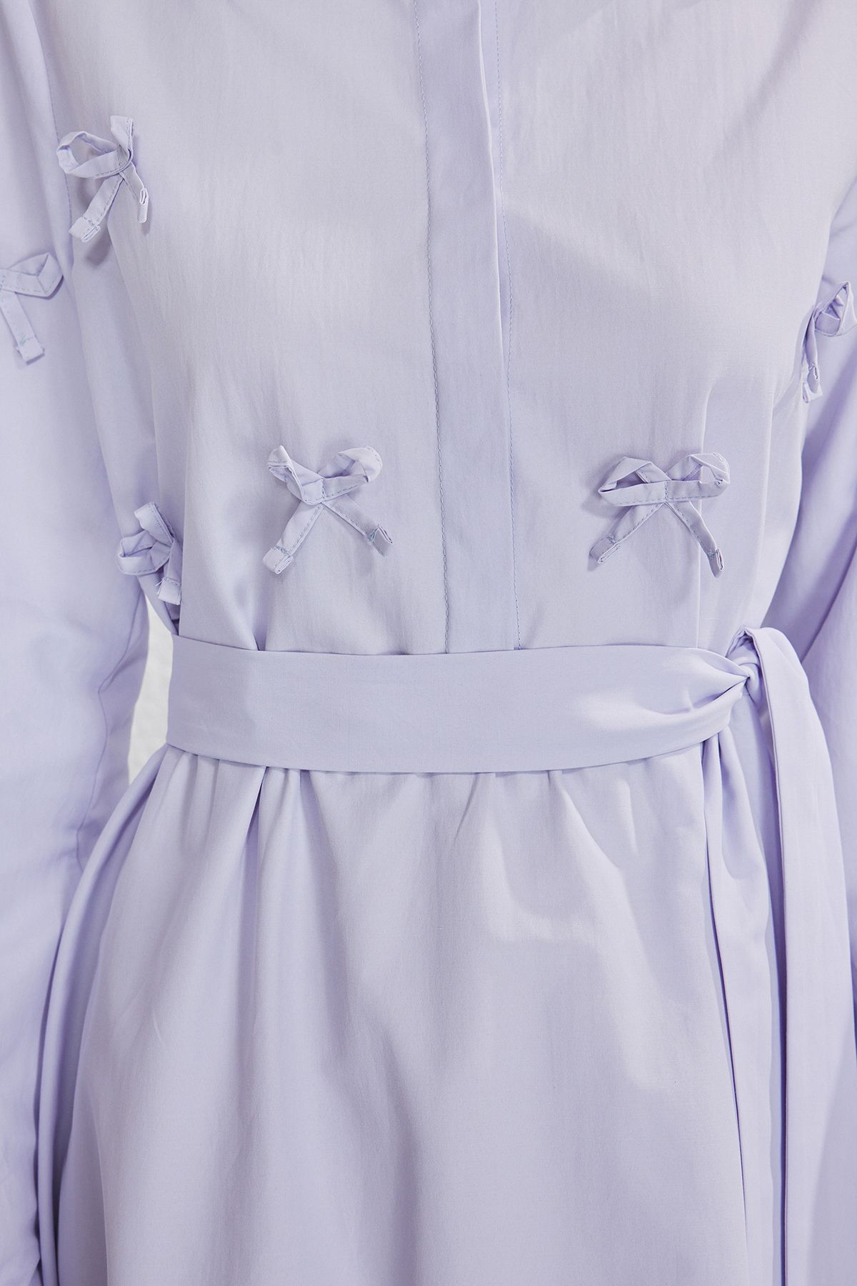 Trendyol Modest-Rochie țesută cu fundă liliac TCTSS25EB00140 2