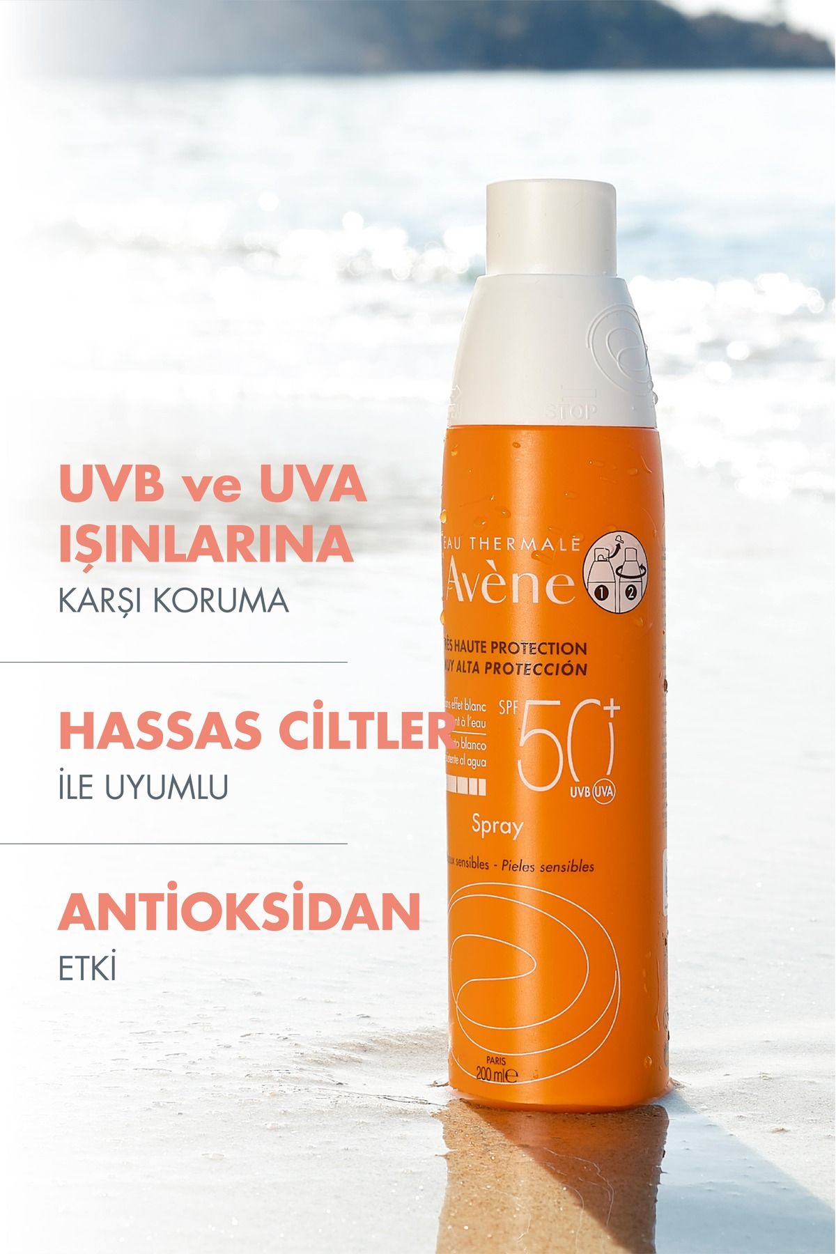 اسپری بدن SPF 50+ ضد آفتاب 200 میلی لیتر Avene