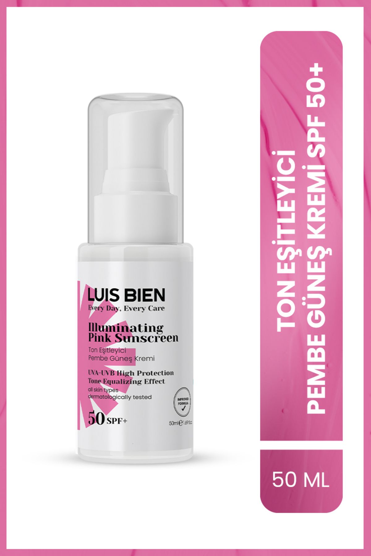 Ton Eşitleyici Pembe Güneş Kremi SPF 50+ | Leke Karşıtı & Nemlendirici | Tüm Ciltler İçin