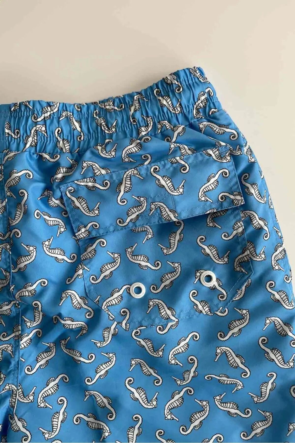 AYYILDIZ-845 Pantaloni scurți de baie cu model de căluți de mare albaștri pentru bărbați 3
