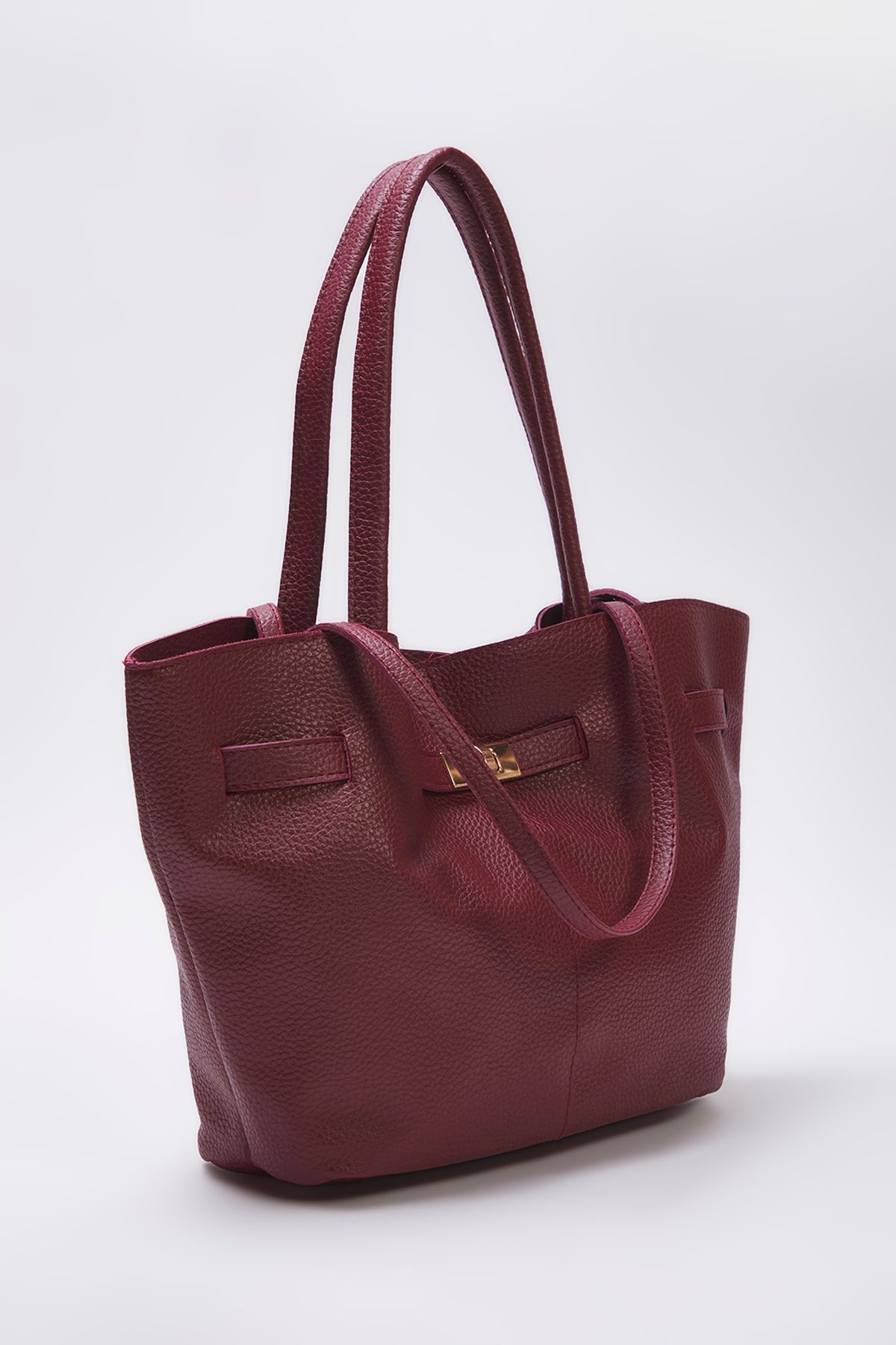 TRENDYOL SHOES-Burgundy kézi fogantyúval és keresztpántos Maxi Tote női válltáska TAKSS25OC00030 4
