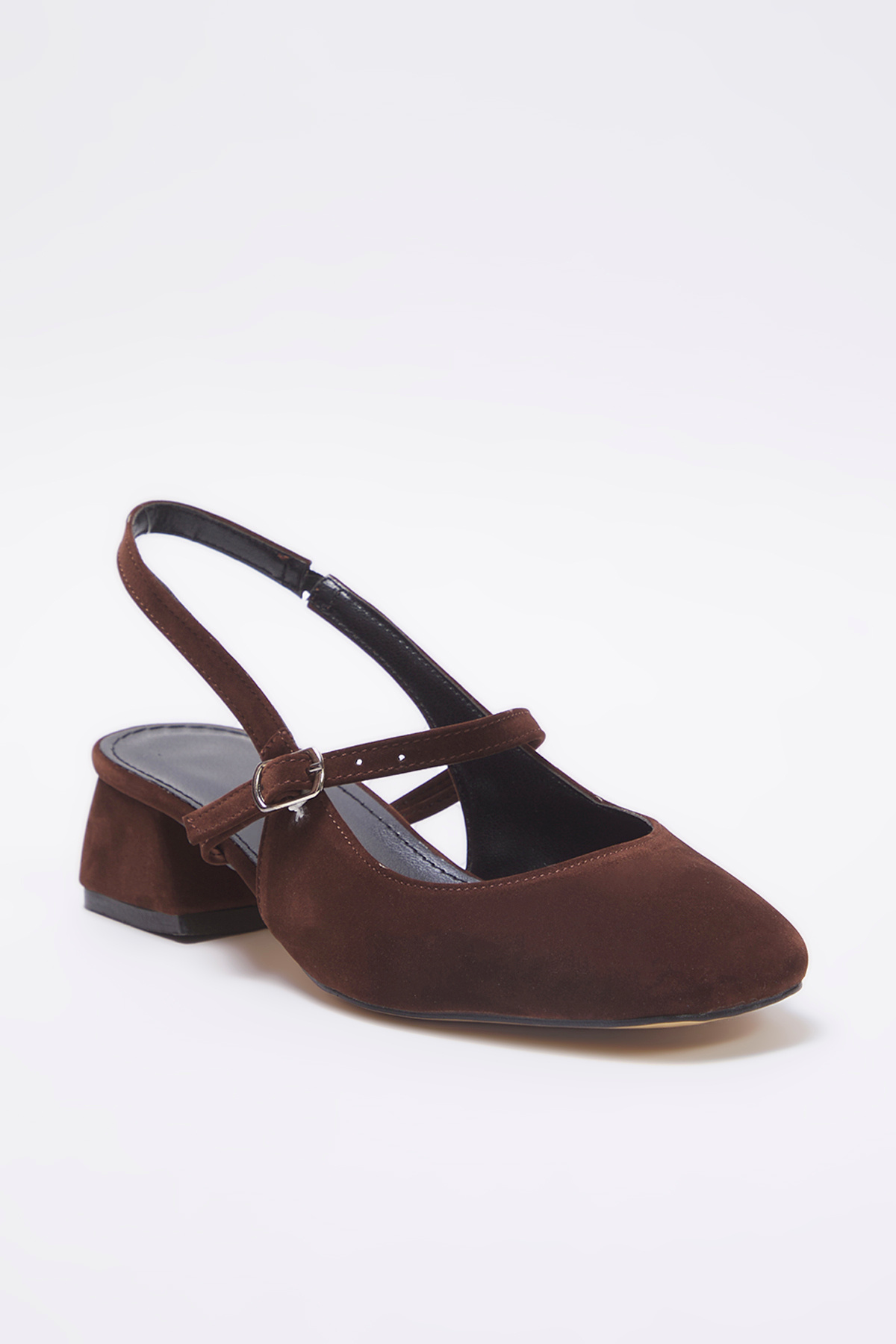 TRENDYOL SHOES-Tmavě hnědé sandály na podpatku Mary Jane Block TAKSS25TO00075 4