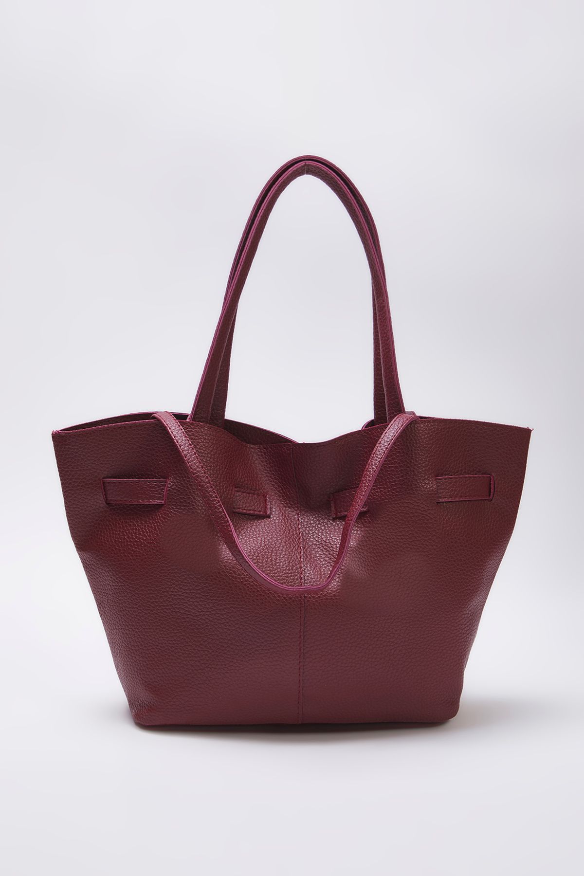 TRENDYOL SHOES-Burgundy kézi fogantyúval és keresztpántos Maxi Tote női válltáska TAKSS25OC00030 5