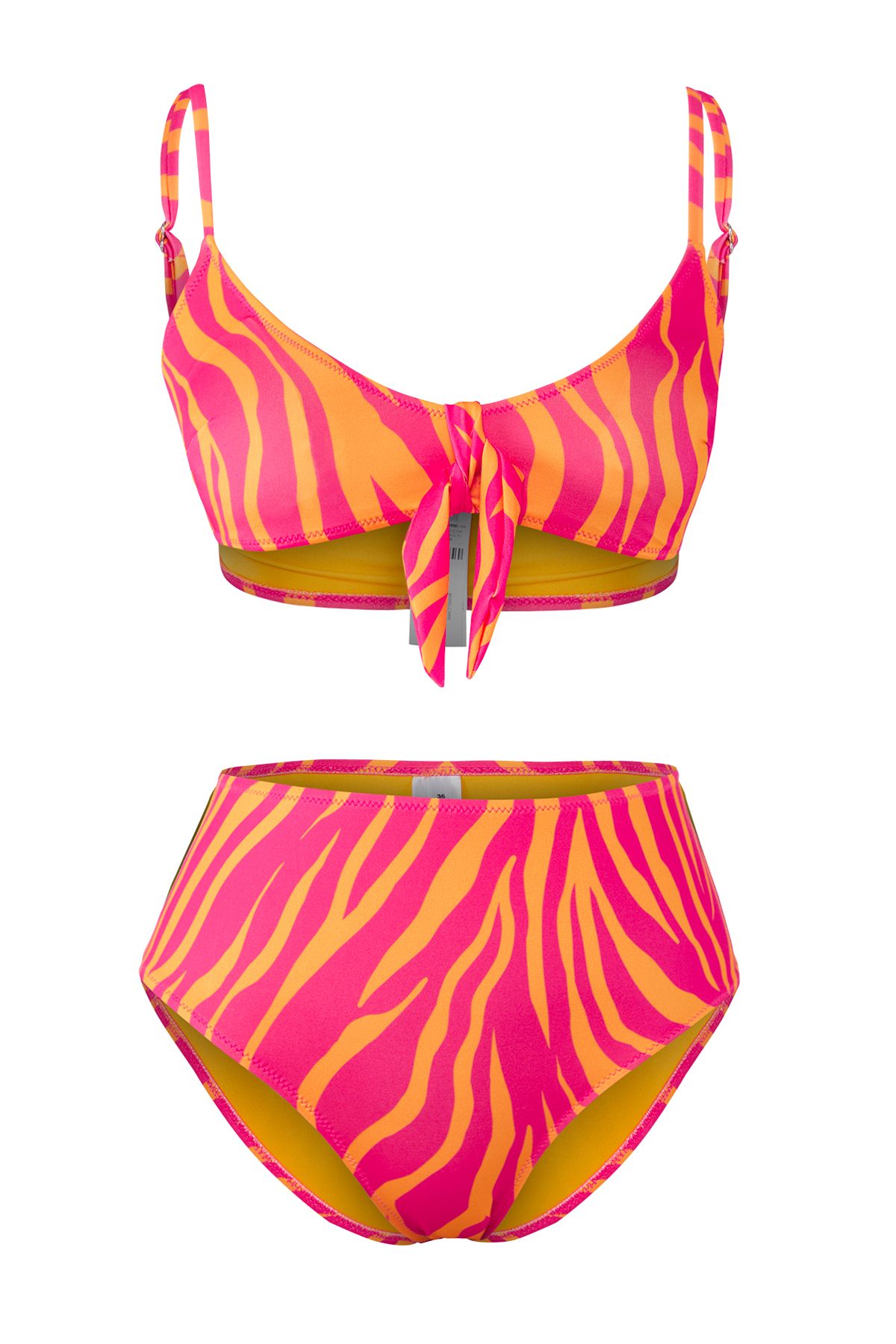 Trendyol Collection-Abstract Patterned Triangle Binding Detailed Normal Waist Bikini Set Tbess25Bt00186 5