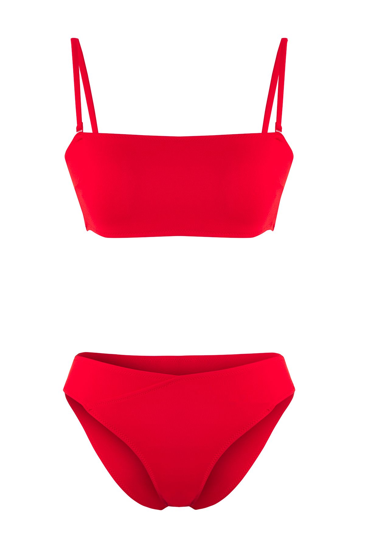 Trendyol Collection-Czerwony zestaw bikini bez ramiączek z normalnym stanem TBESS25BT00184 5