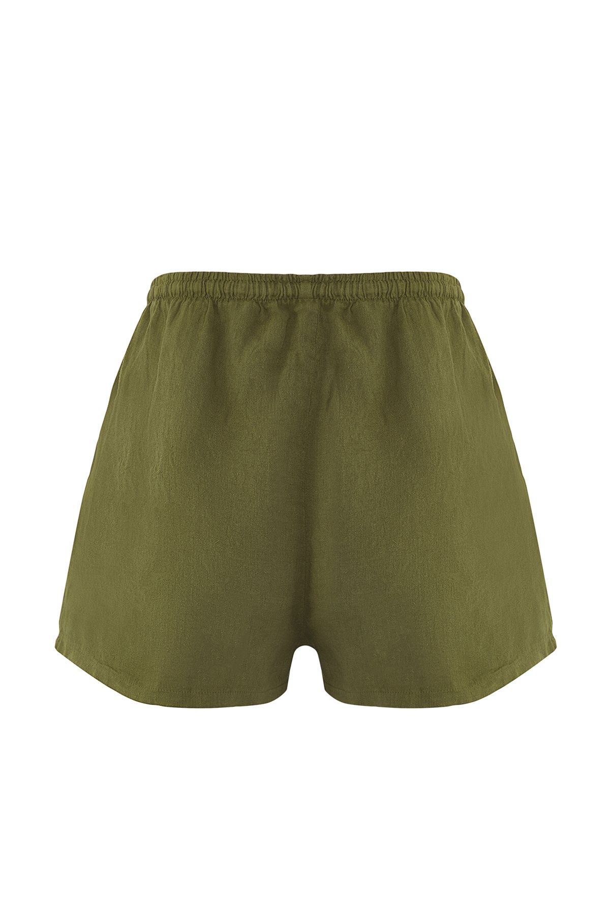 Trendyol Collection-Khaki Woven 100% Linen Beach Shorts Tbess25Sr00013 9