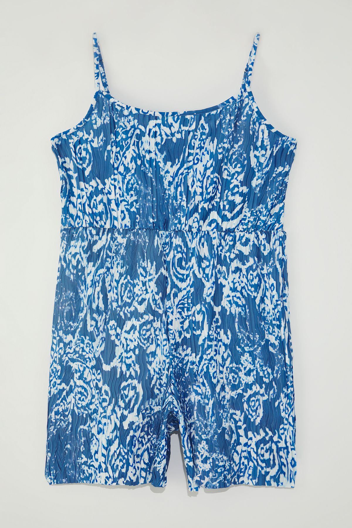Trendyol Curve-Blue Strap Patterned Large Size Knitted Jumpsuit Tbbss25Bg00016 5