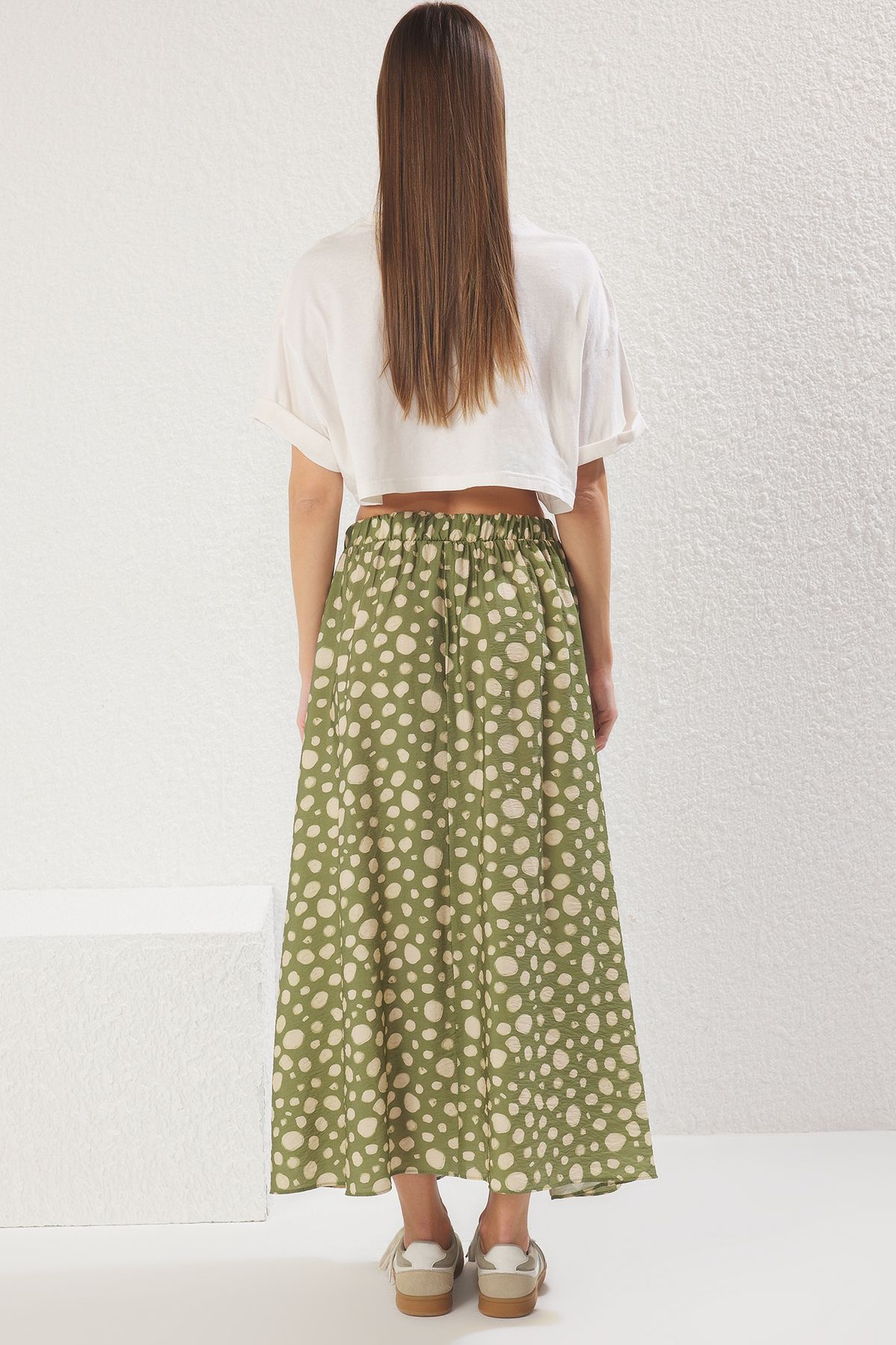 Trendyol Collection-Fusta maxi lungă țesătă în linie A/cu model 5