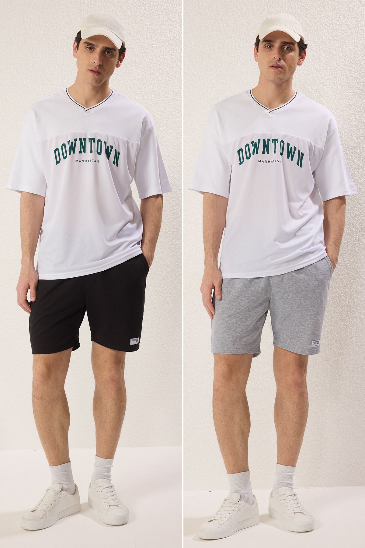 Trendyol Collection-Schwarz-graue 2er-Pack Shorts mit normaler/normaler Passform und Bermuda TMNSS25SR00042 3