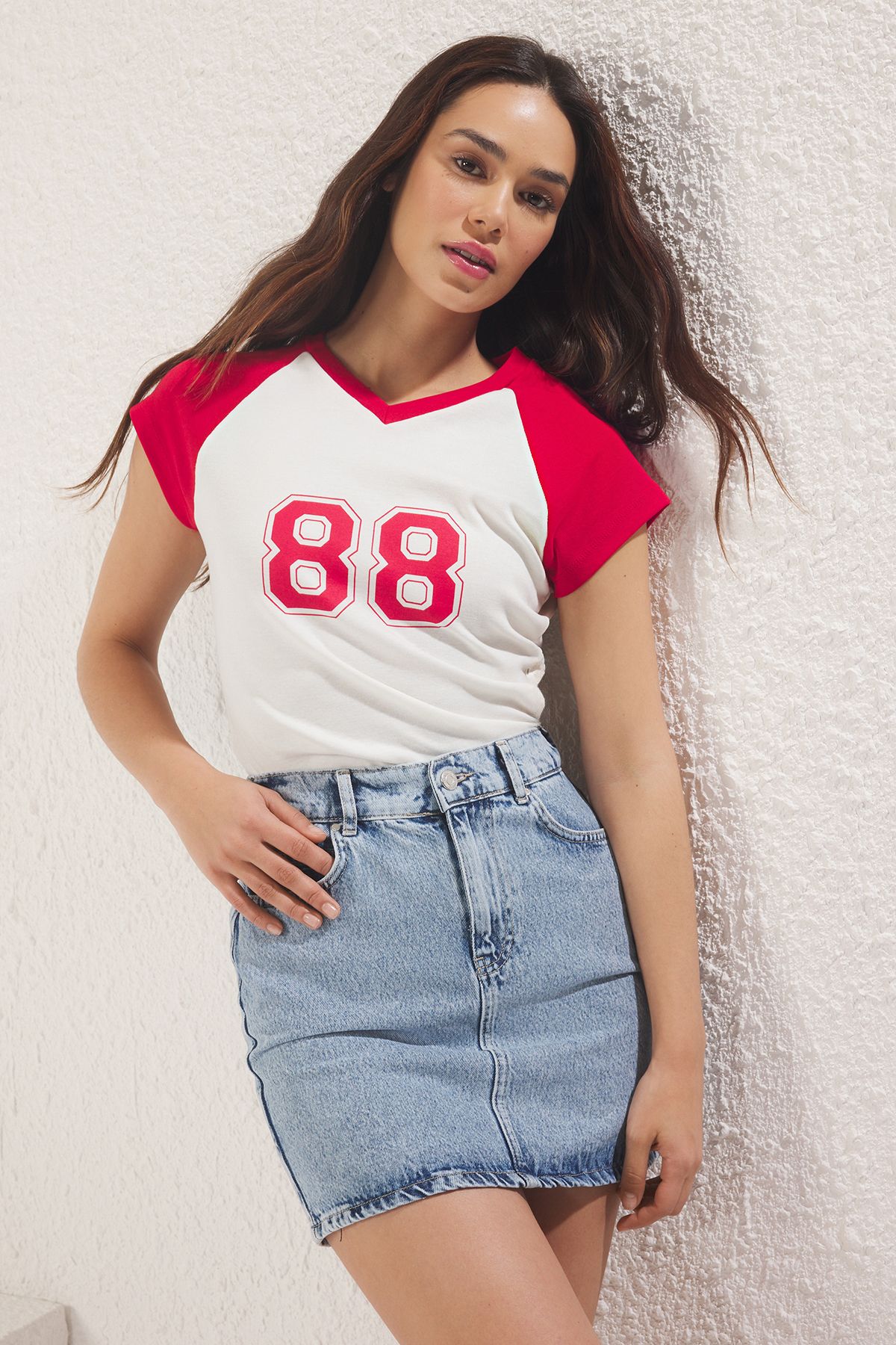 Trendyol Collection-Міні-спідниця з екологічно чистого деніму з еластичною талією TWOSS25ET00134 від Mavi More 2