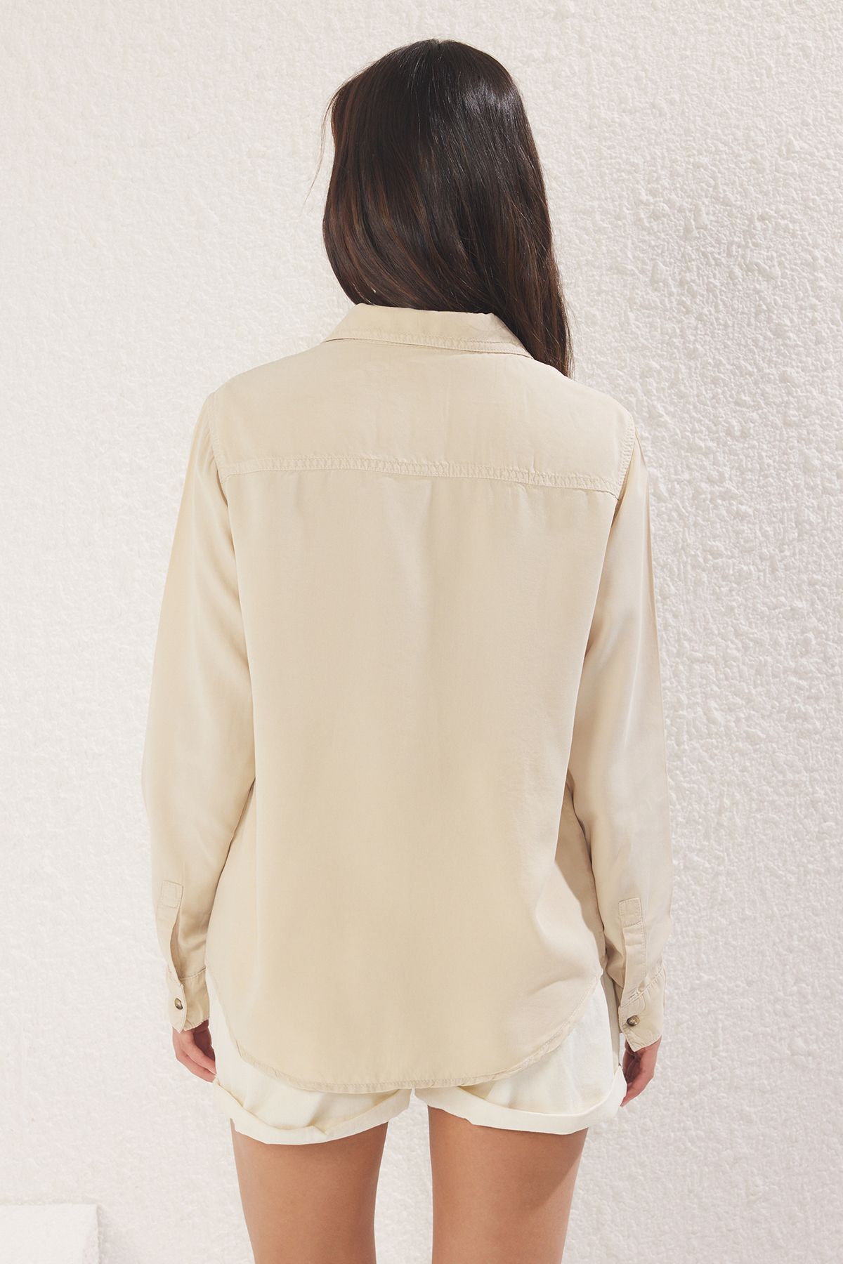 Trendyol Collection-100 % Tencel-Ecru-Jeanshemd – TWOSS25GO00121 4