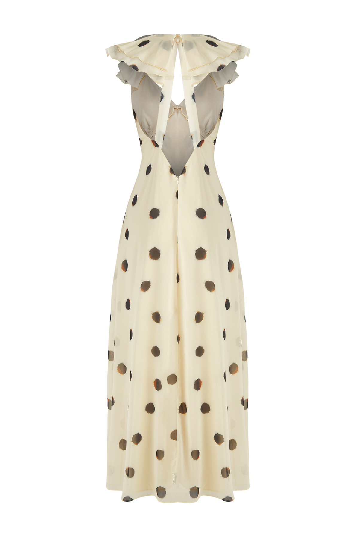 Trendyolmilla  Açık Sarı Sırt Detaylı Şifon Uçuş Uçuş Dokuma Maxi Elbise TWOSS25EL00519 - Görsel 4