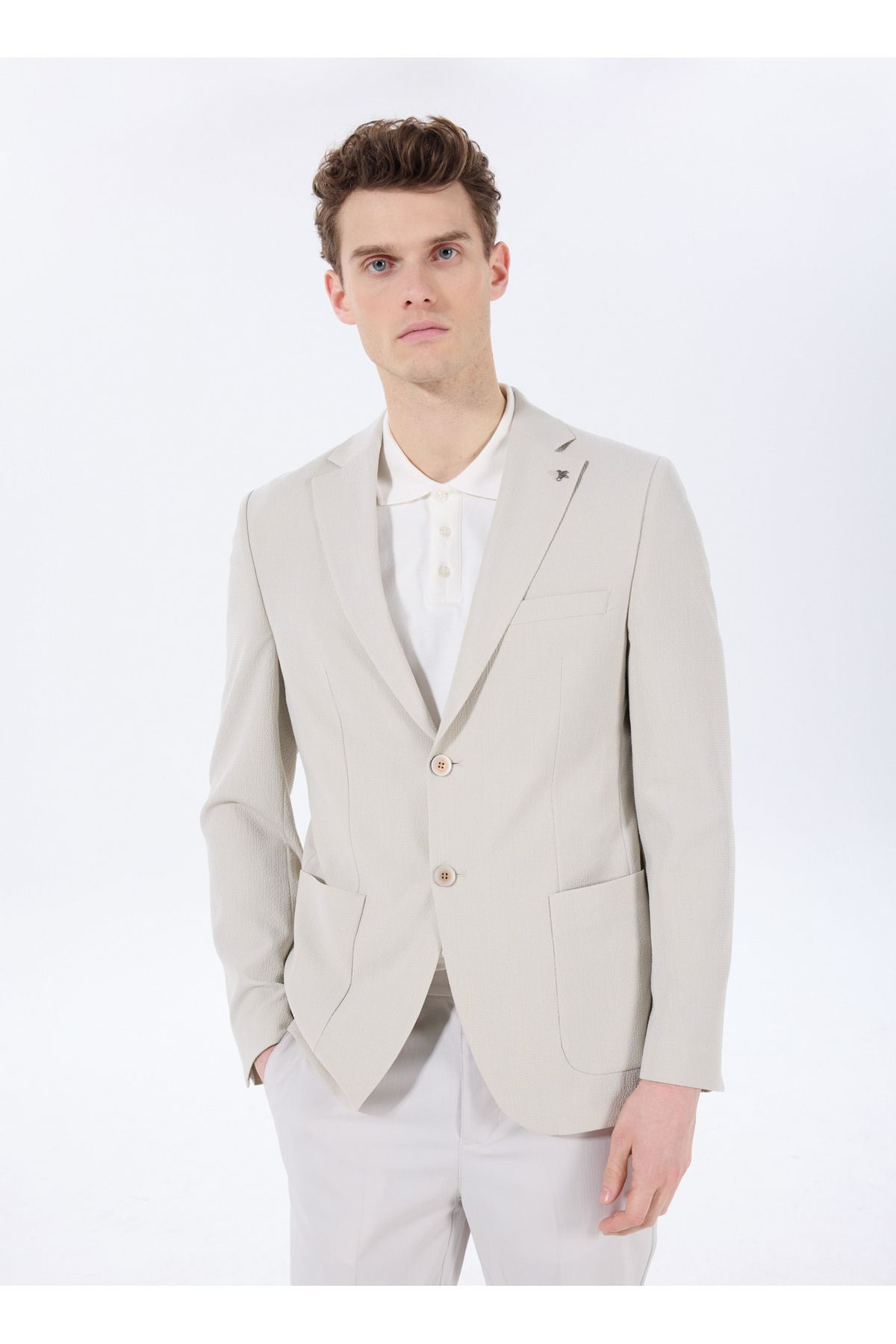 کت ساده مردانه Slim Fit Gray F5SM-CKT 2439 Fabrika
