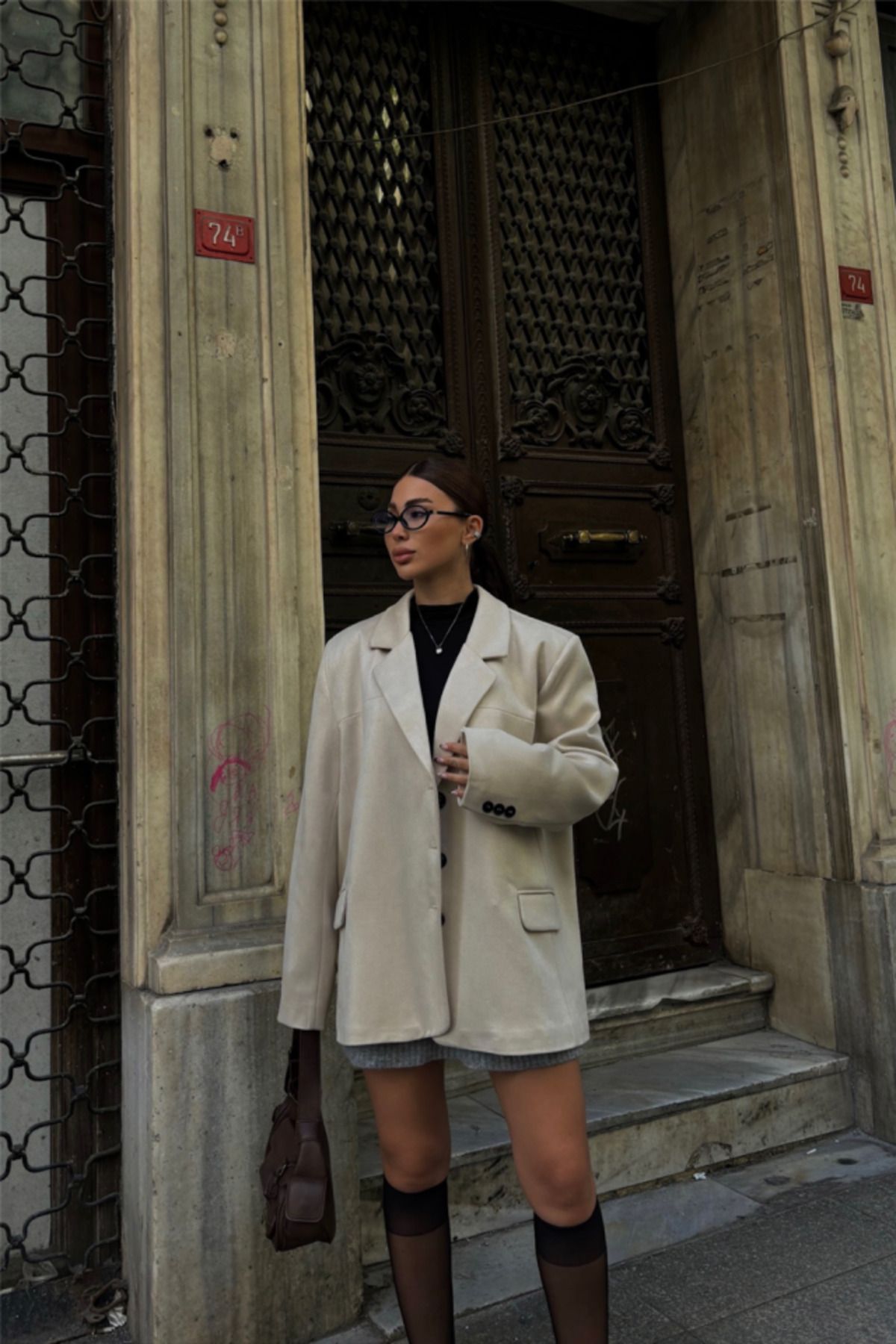 gelirr SÜET BLAZER CEKET 3 DÜĞME - Bej