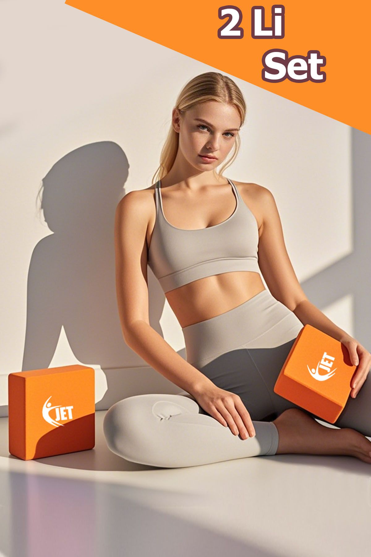 Jet Eva Yoga Blok Seti 2 Parça Yoga Köpüğü Duruş ve Denge Egzersiz Bloğu Turuncu 2'li
