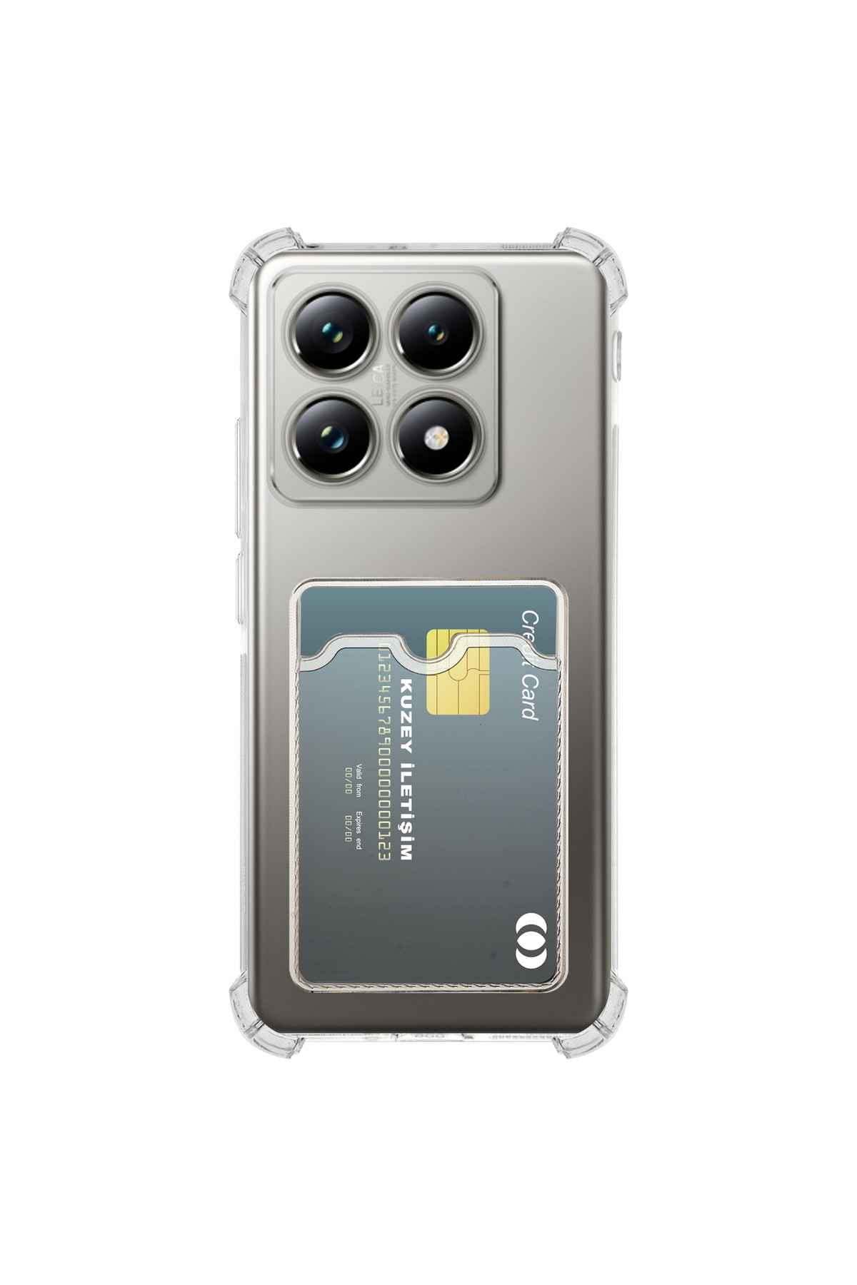 Xiaomi Mi 14T ile Uyumlu Kapak Kamera Korumalı Kartlıklı Darbe Emici Özellikli Şeffaf Silikon Kılıf