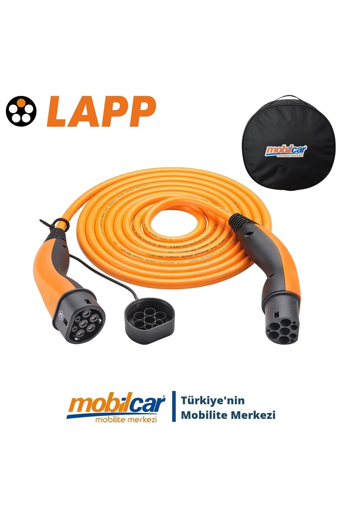 LAPP Mobilcar Elektrikli Araç Kablosu 5 Metre 22KW 32A Tip2 Şarj Tüm Araçlara Uyumlu