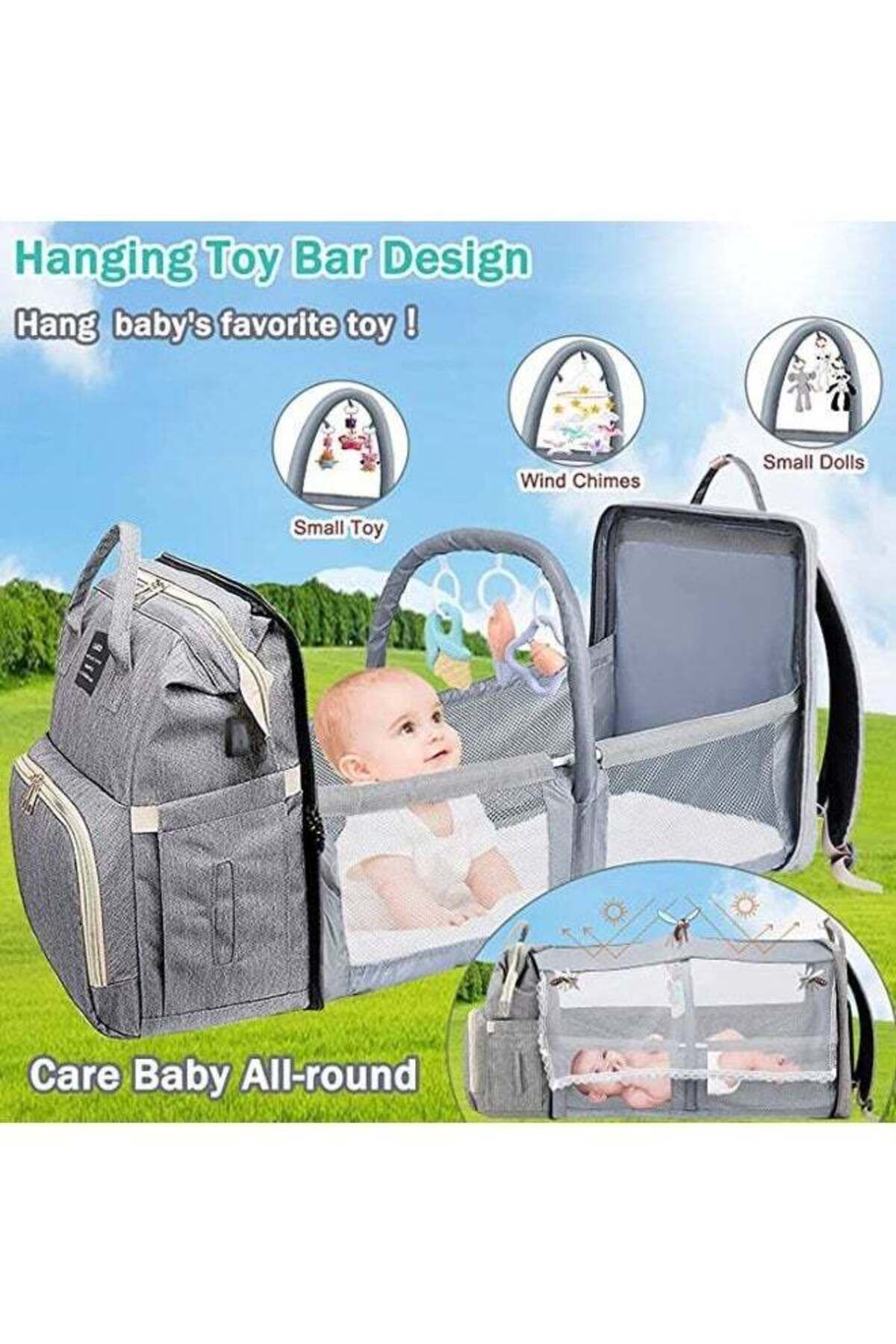 COOYA-Multifunctional Portable Mommy Diaper Bag Backpack,Changing Station Mosquito Net & USB Charging Port 2