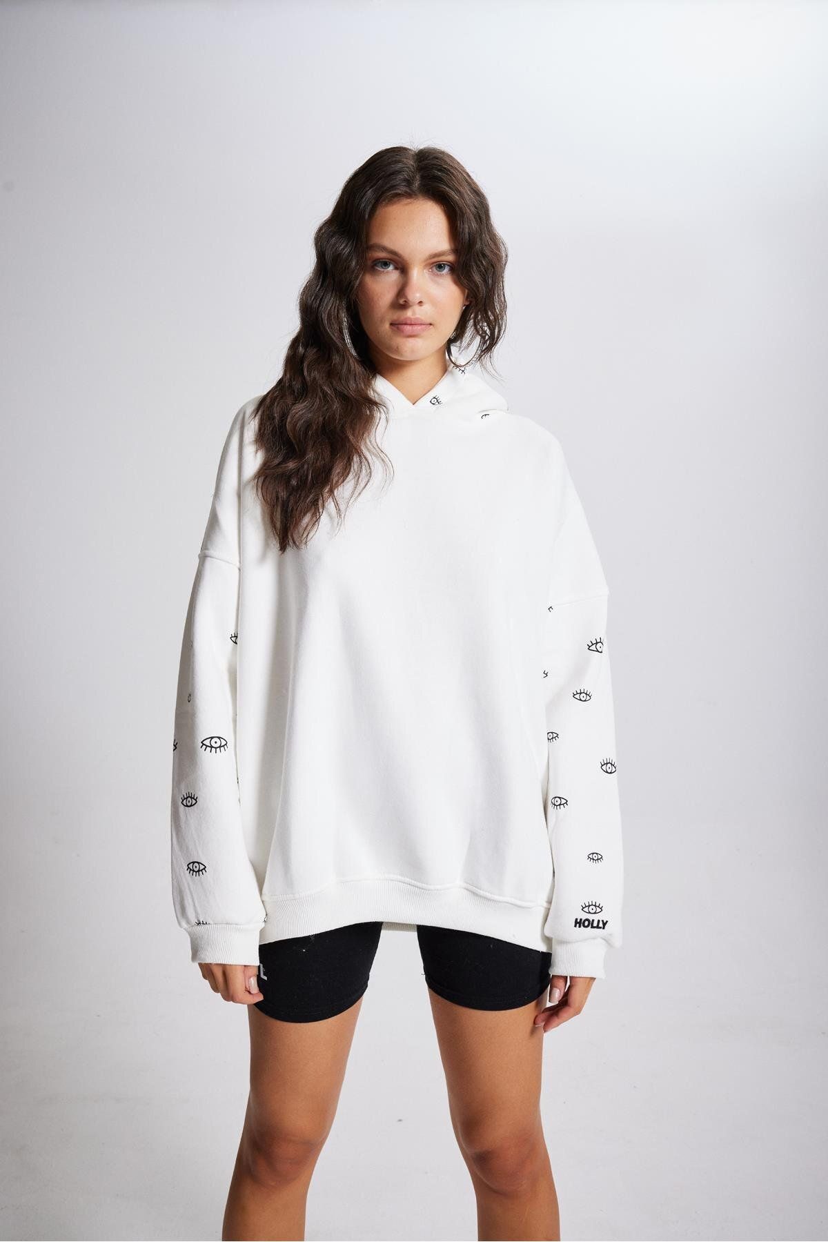HOLLY LOLLY-Bluza oversize z kapturem, unisex, w kolorze białym 6