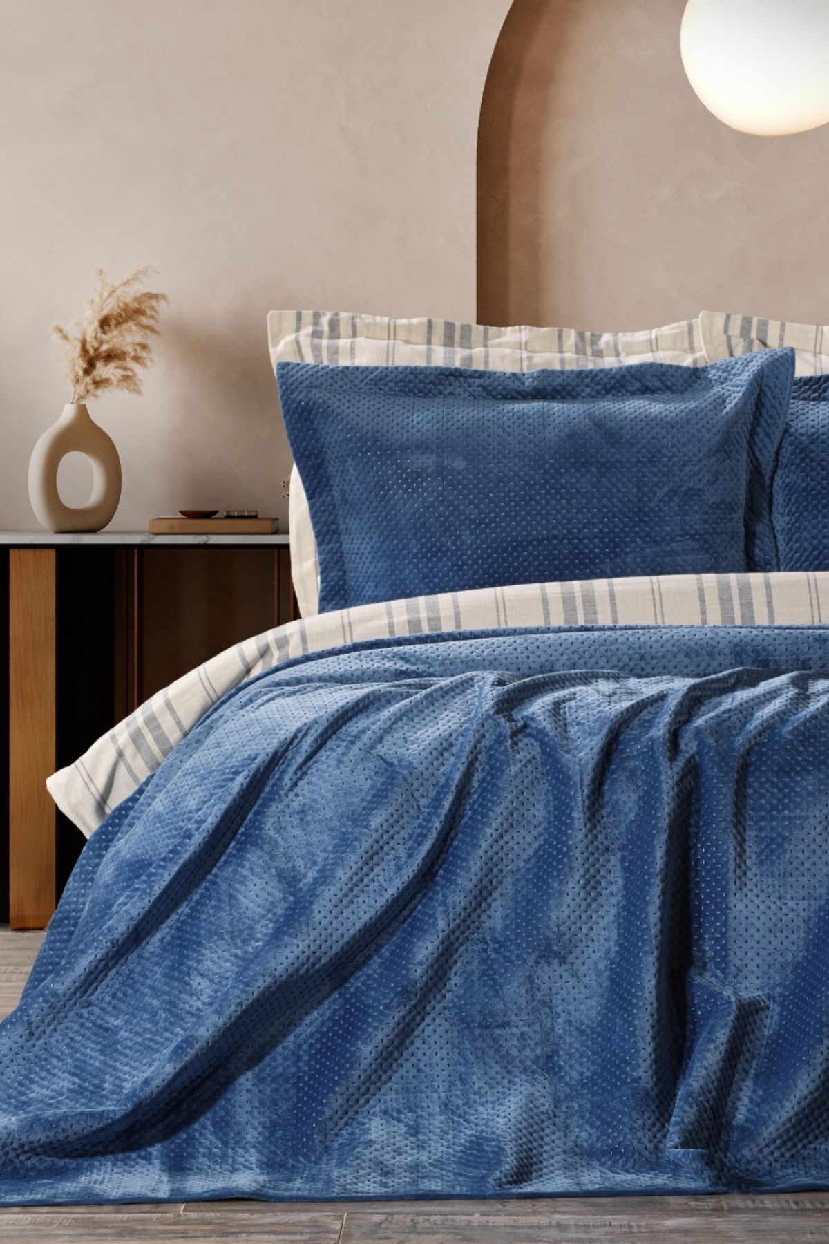 ZEBRA CASA-Scala Indigo Double Bedspread Set 3