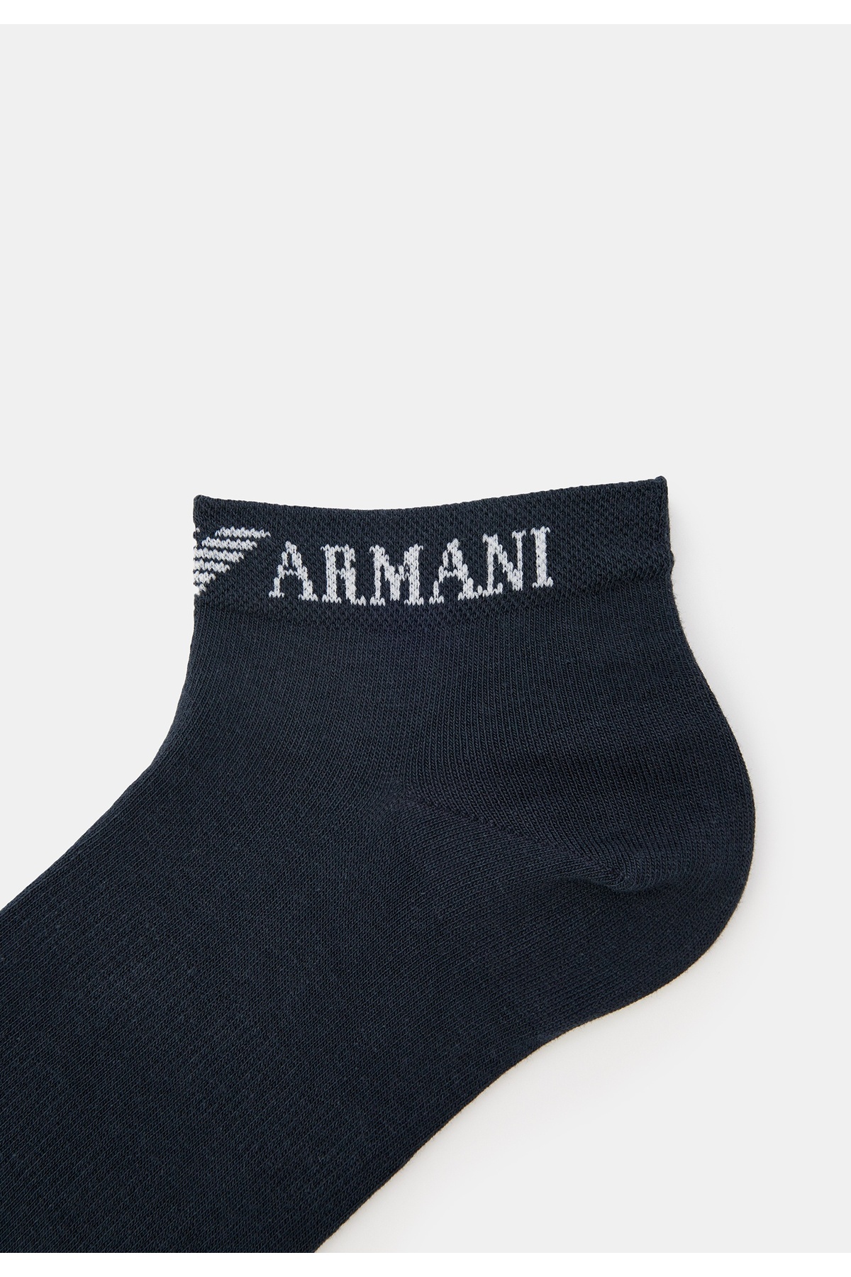 Emporio Armani-Мъжки памучни еластични къси чорапи до глезена, чифт от 3 сини EM000550 AF12276-MB154 2