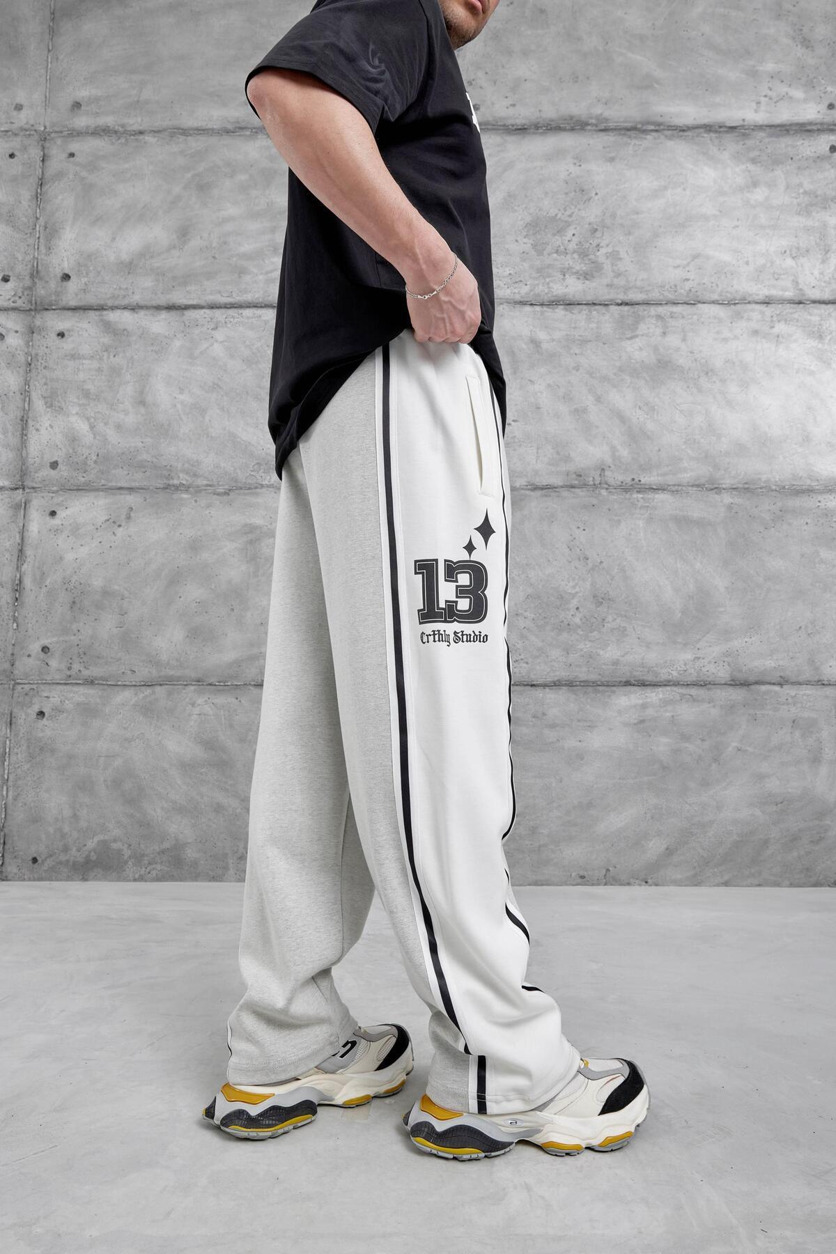 Erkek Gri Weirdx Yazılı Baggy Eşofman Altı