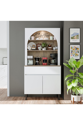 ROOMART Venedik Kahve Köşesi, Çok Amaçlı Dolap, 2 Kapaklı 1 Çekmeceli Kiler D...