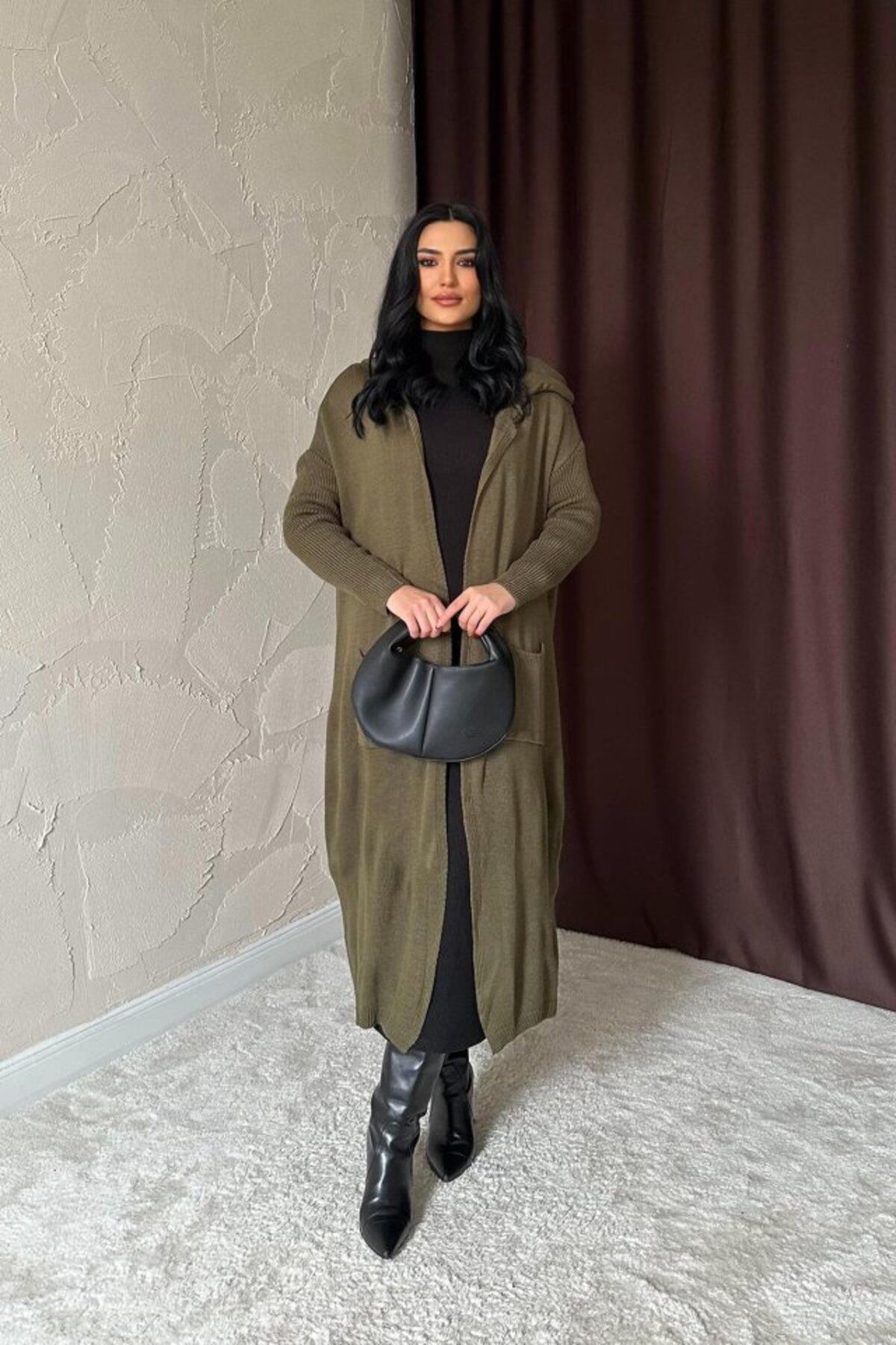 ASFSTORE Haki Arkası Yazılı Hırka