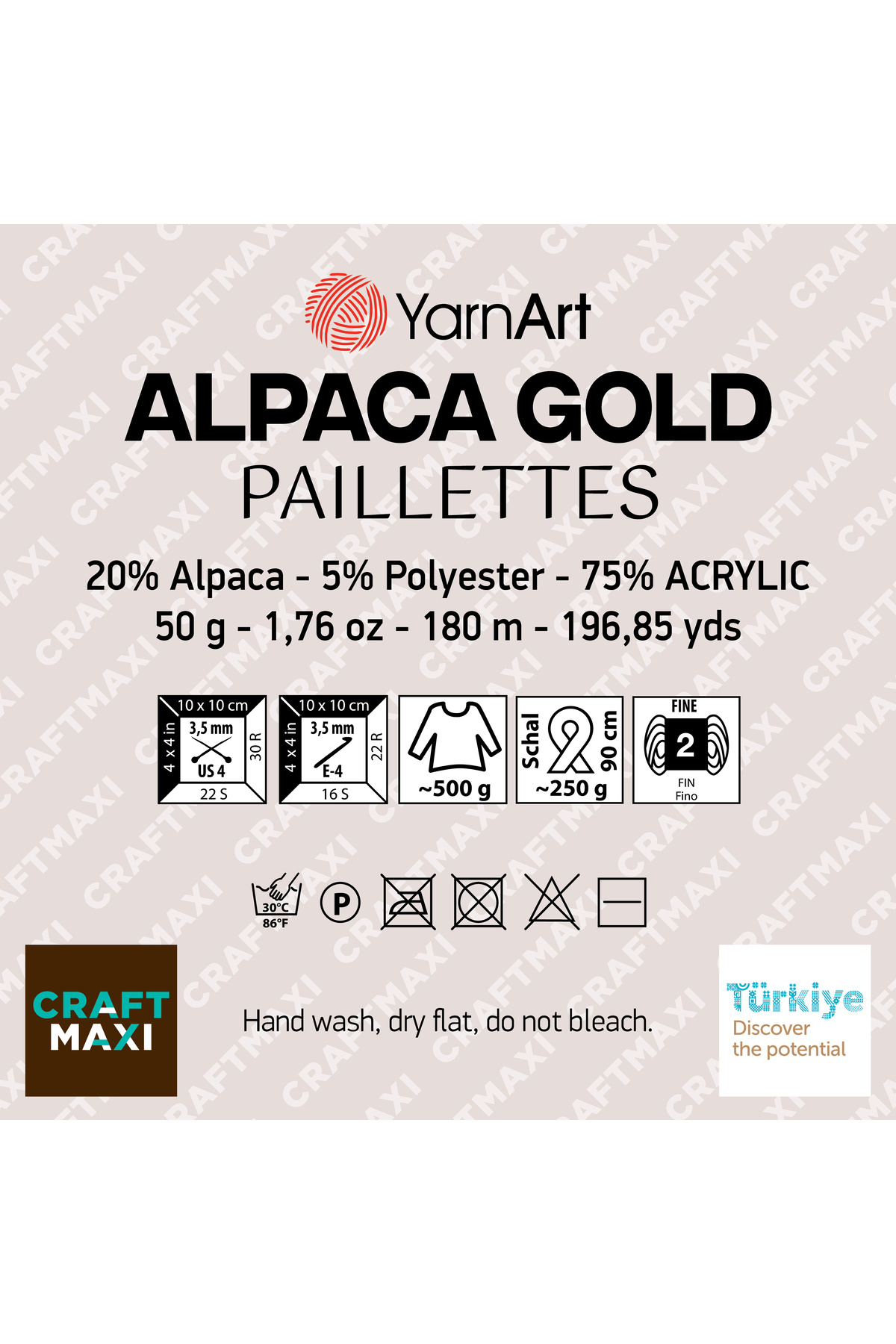 Yarnart-Hand Knitting Yarn (Red) - Alpaca Gold Paillettes No. 9307 5