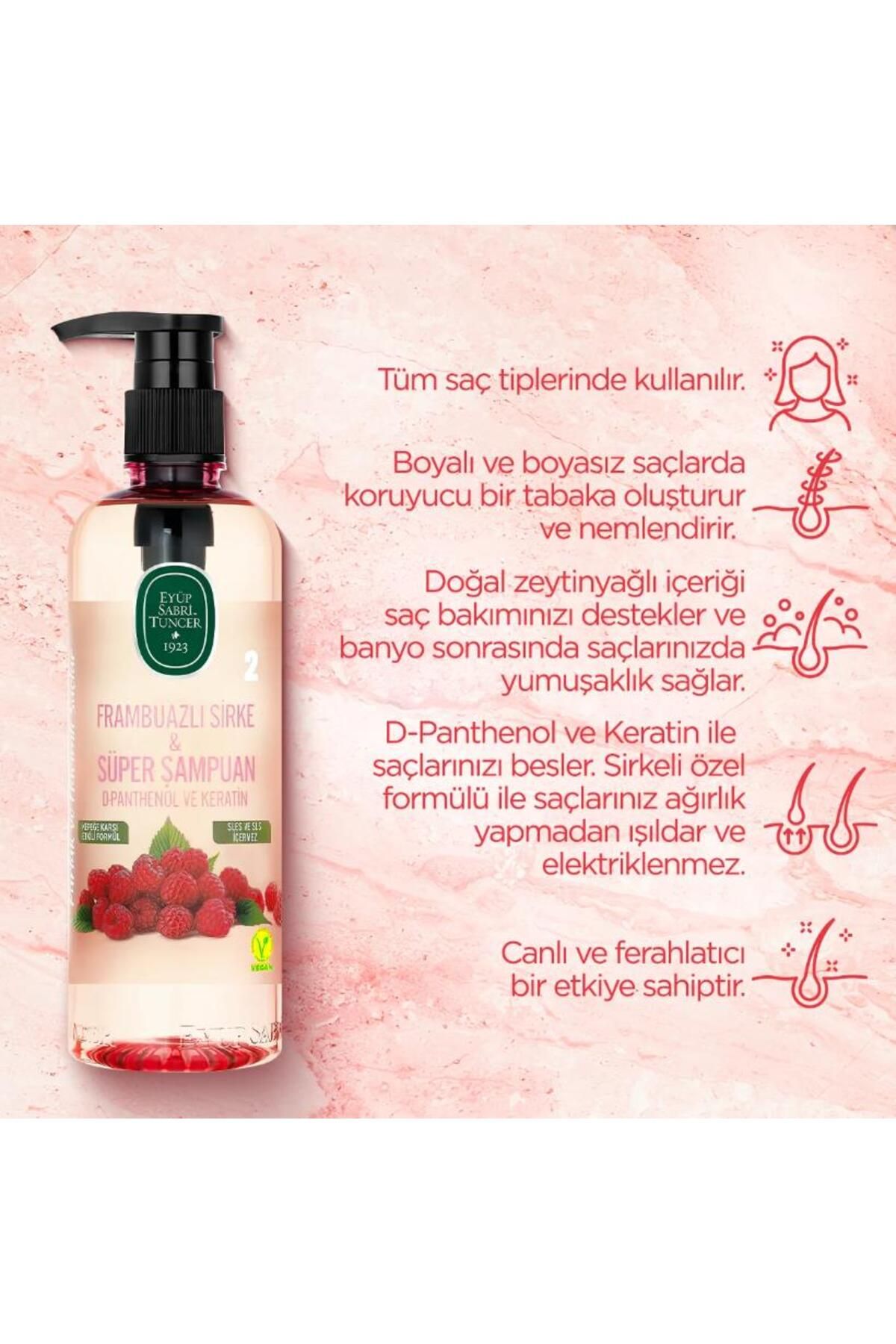 Eyüp Sabri Tuncer-3 Raspberry Vinegar Shampoo 100 ml and Shampoo Brush Gift 2