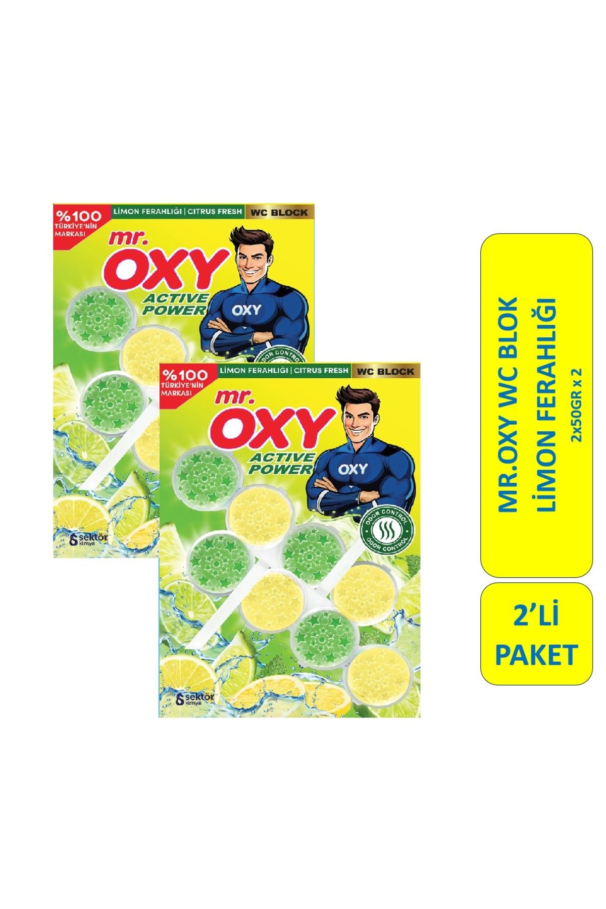 MR.OXY Mr. Oxy Wc Blok 2'li Limon Ferahlığı x 2 Adet