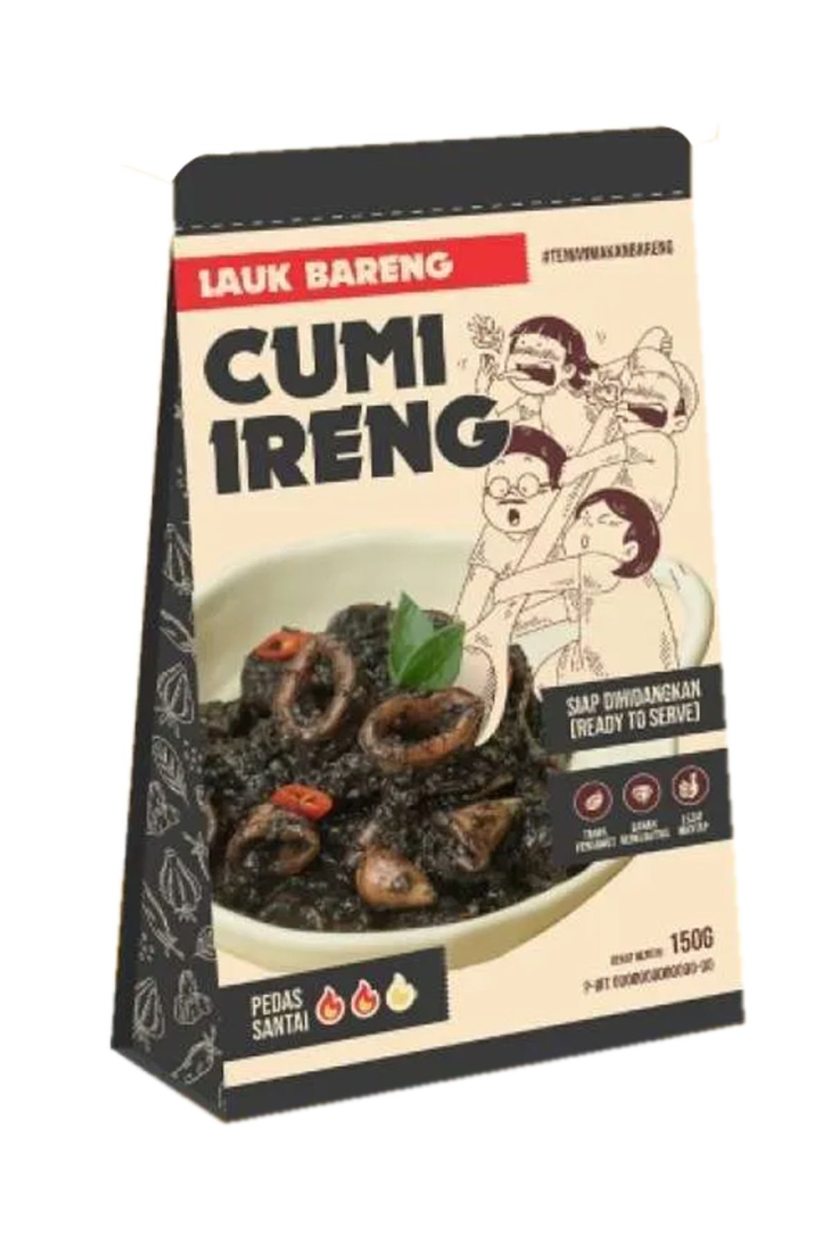 LAUK BARENG - Cumi Ireng Hitam Pedas Siap 150g 1 paket