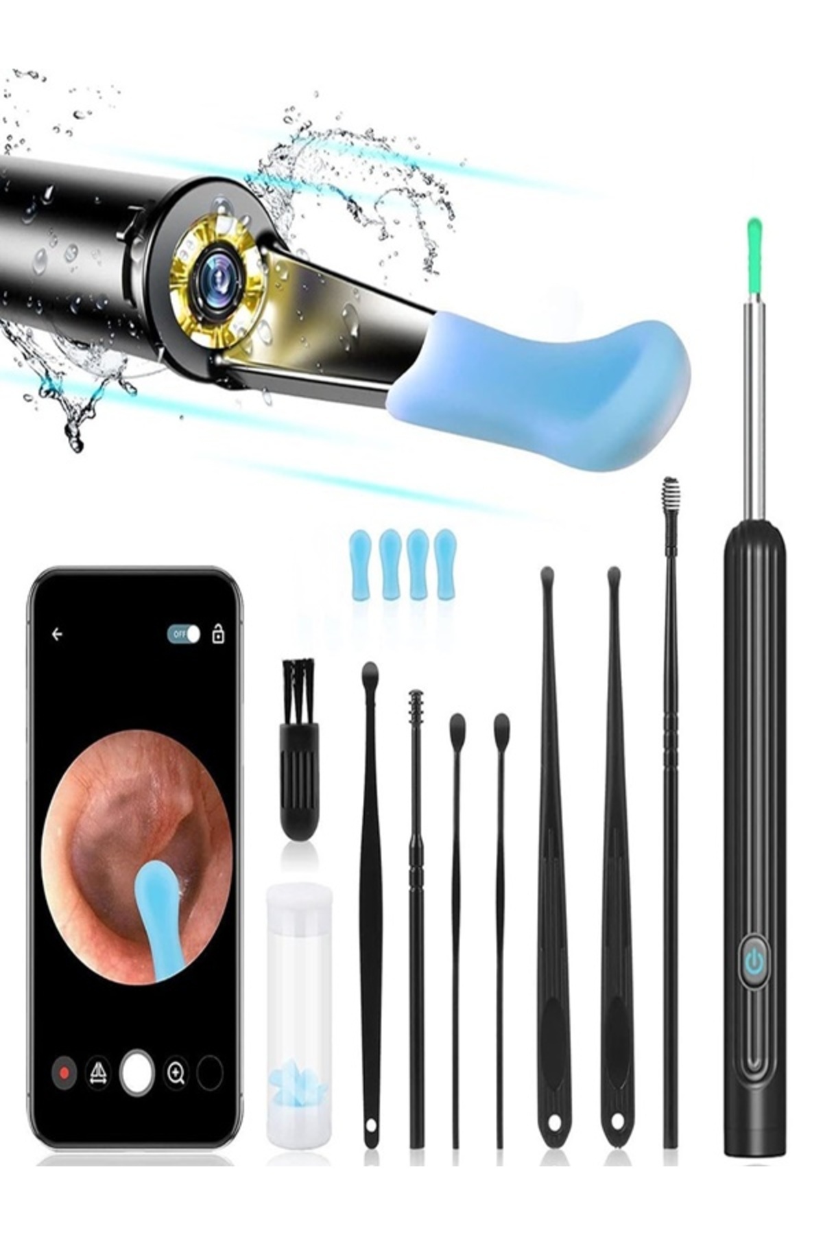 gaman NE3 Bebek ve Yetişkinler İçin USB Şarjlı Yedek Başlıklı Endoskop Kameralı Kulak Temizleme Cihazı fotoğrafı 2 (önizleme)