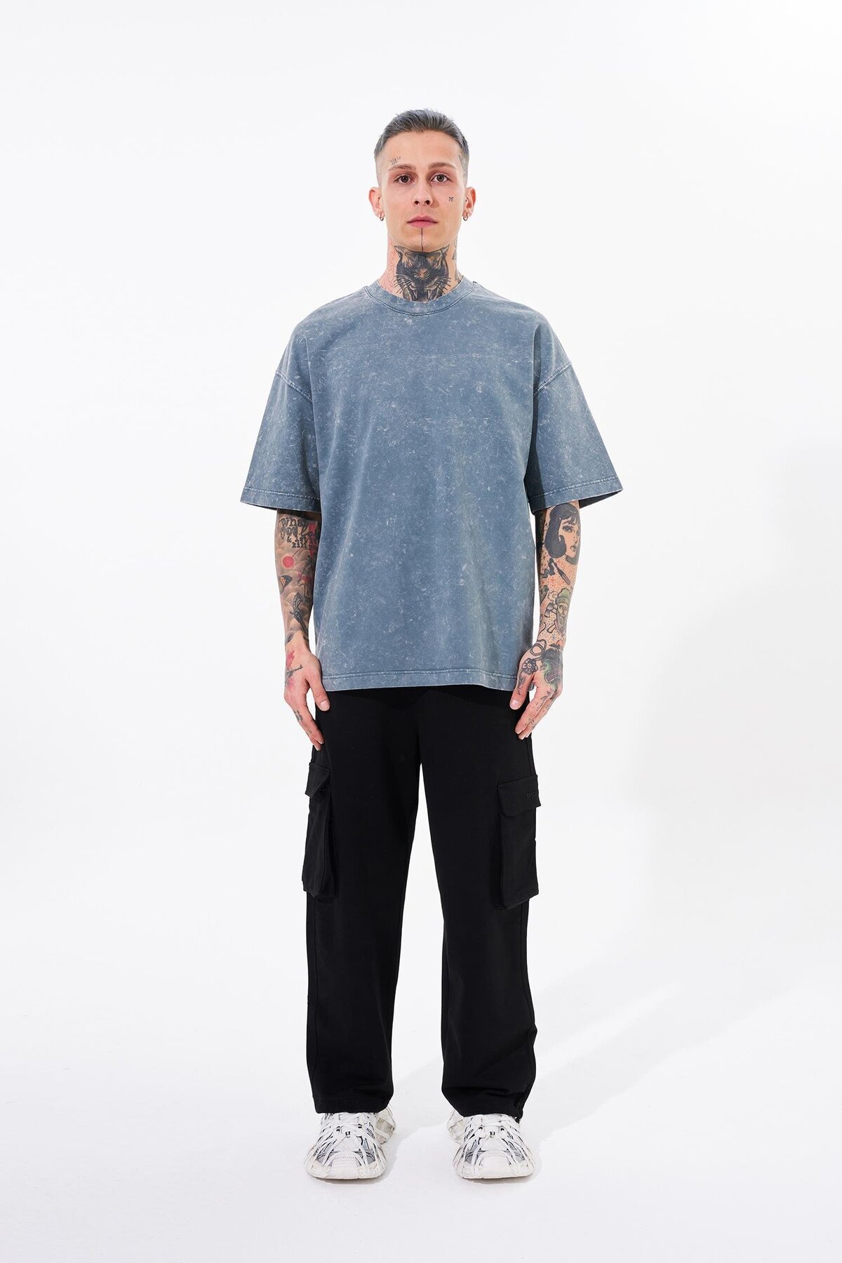Machinist-Men's Oversize Ghost Spotted T-Shirt - Washed Hidden Patch 5