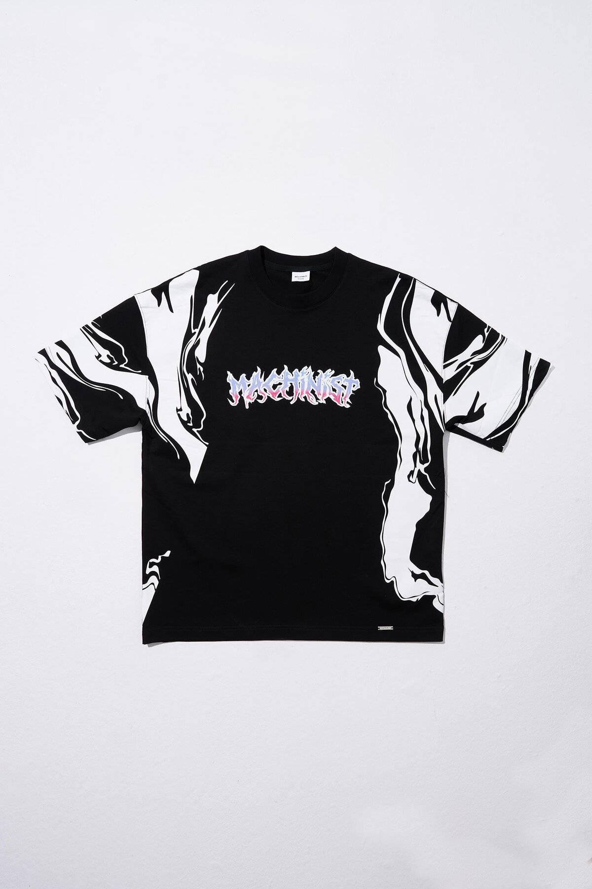 Machinist  Erkek Kol Baskılı Oversize Siyah Tişört - Görsel 6