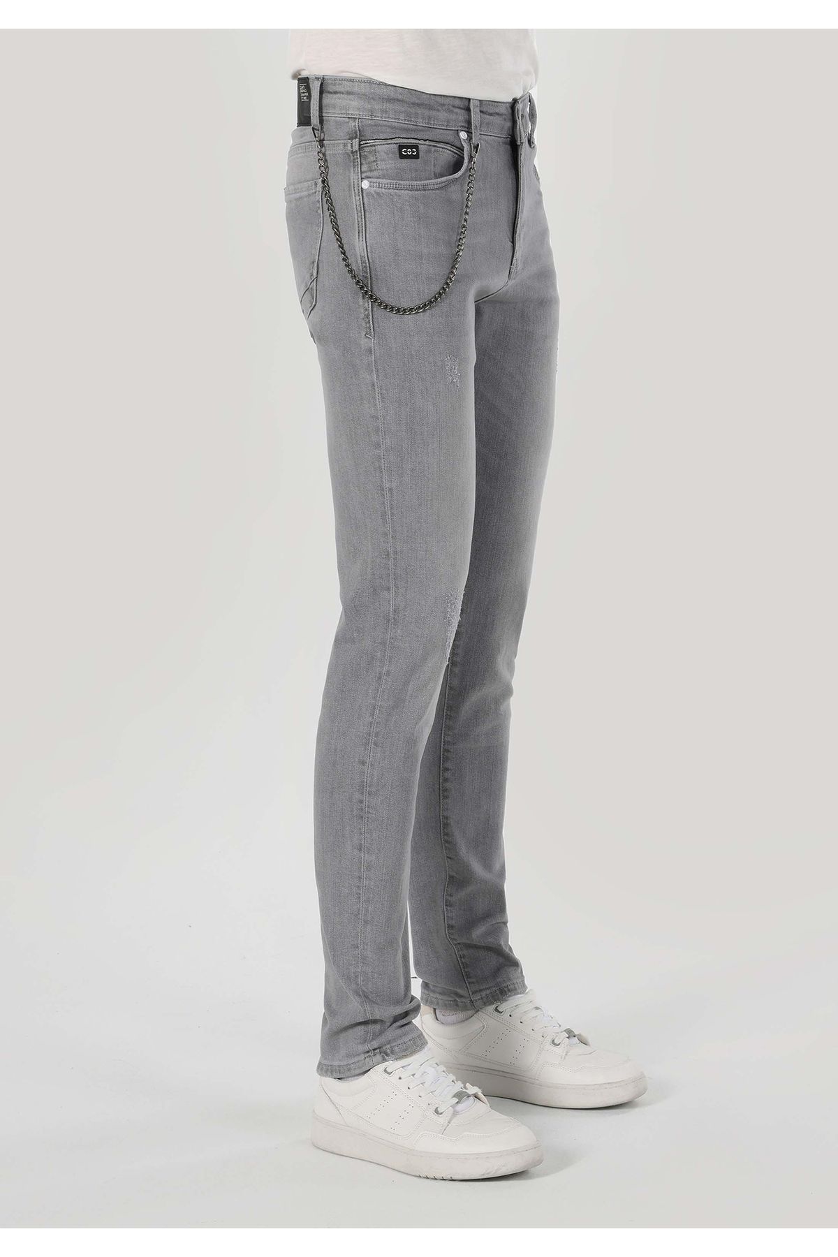 شلوار آبی مردانه 041 دنی Slim Fit کمر کم خاکستری Colin’s