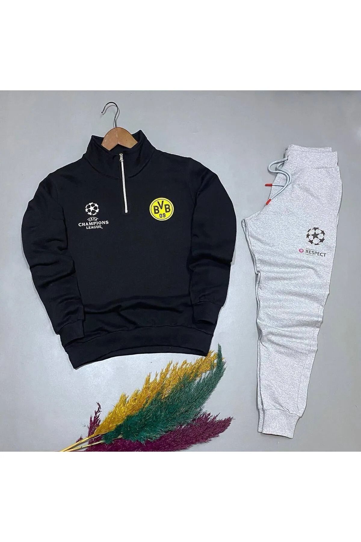 Pisa Art Champions League Özel Tasarım Yarım Fermuarlı Sweat+Eşofman Altı Yüksek Kalite Unisex Kombin