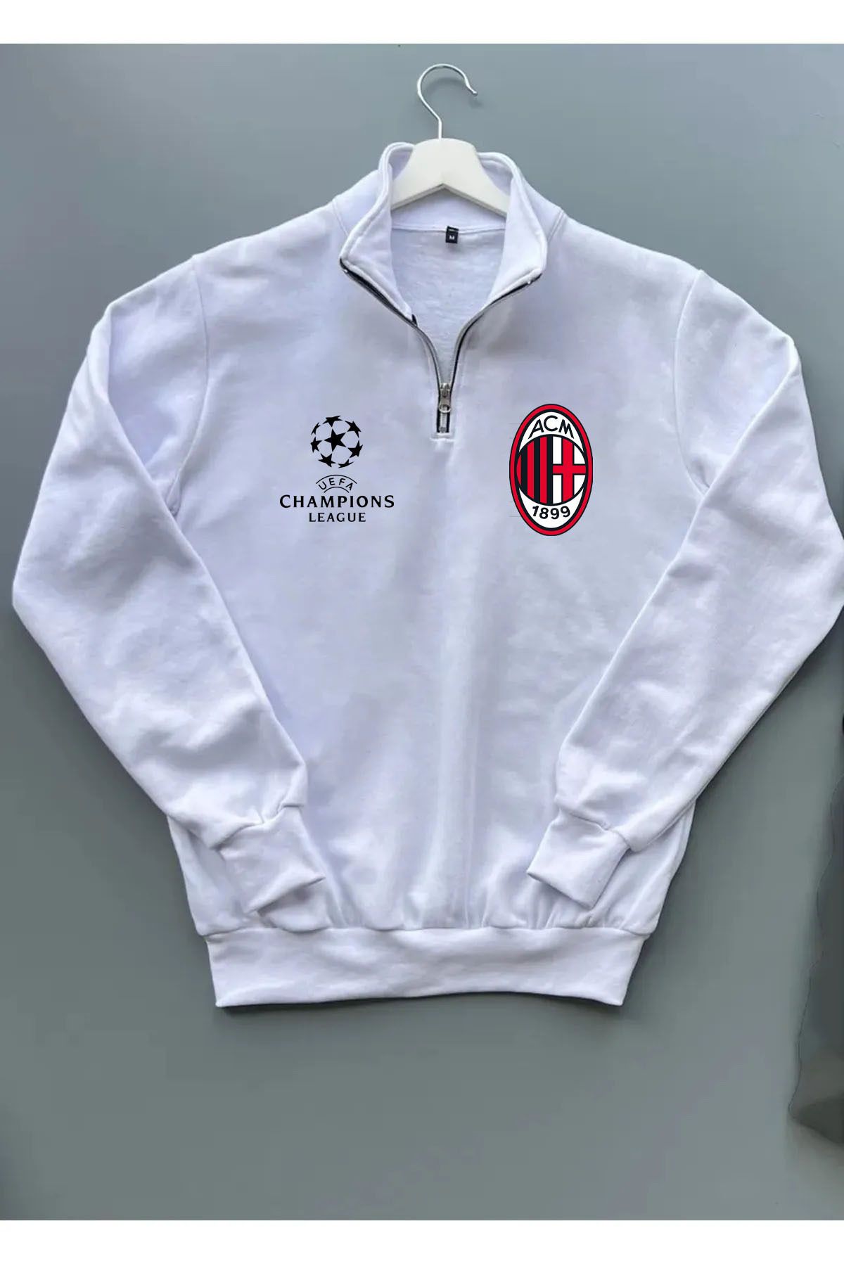 Pisa Art CHAMPİONS LEAGUE A.C MİLAN DİK YAKA SWEATSHİRT UNİSEX ÖZEL TASARIM