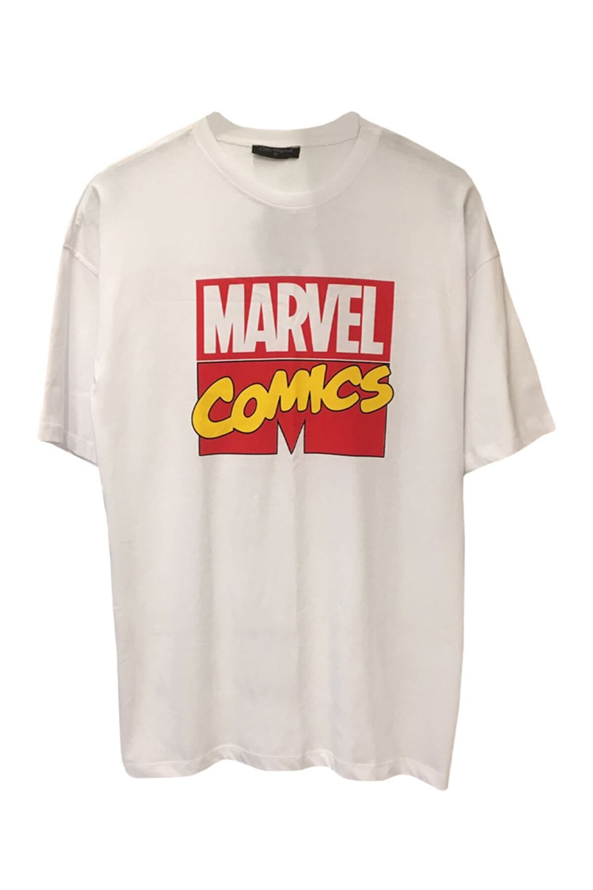 Pisa Art Unisex Oversize Marvel Comics Baskılı Tişört
