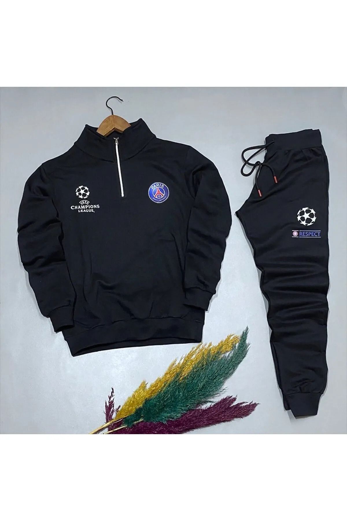 Pisa Art Champions League Özel Tasarım Yarım Fermuarlı Sweat+Eşofman Altı Yüksek Kalite Unisex Kombin