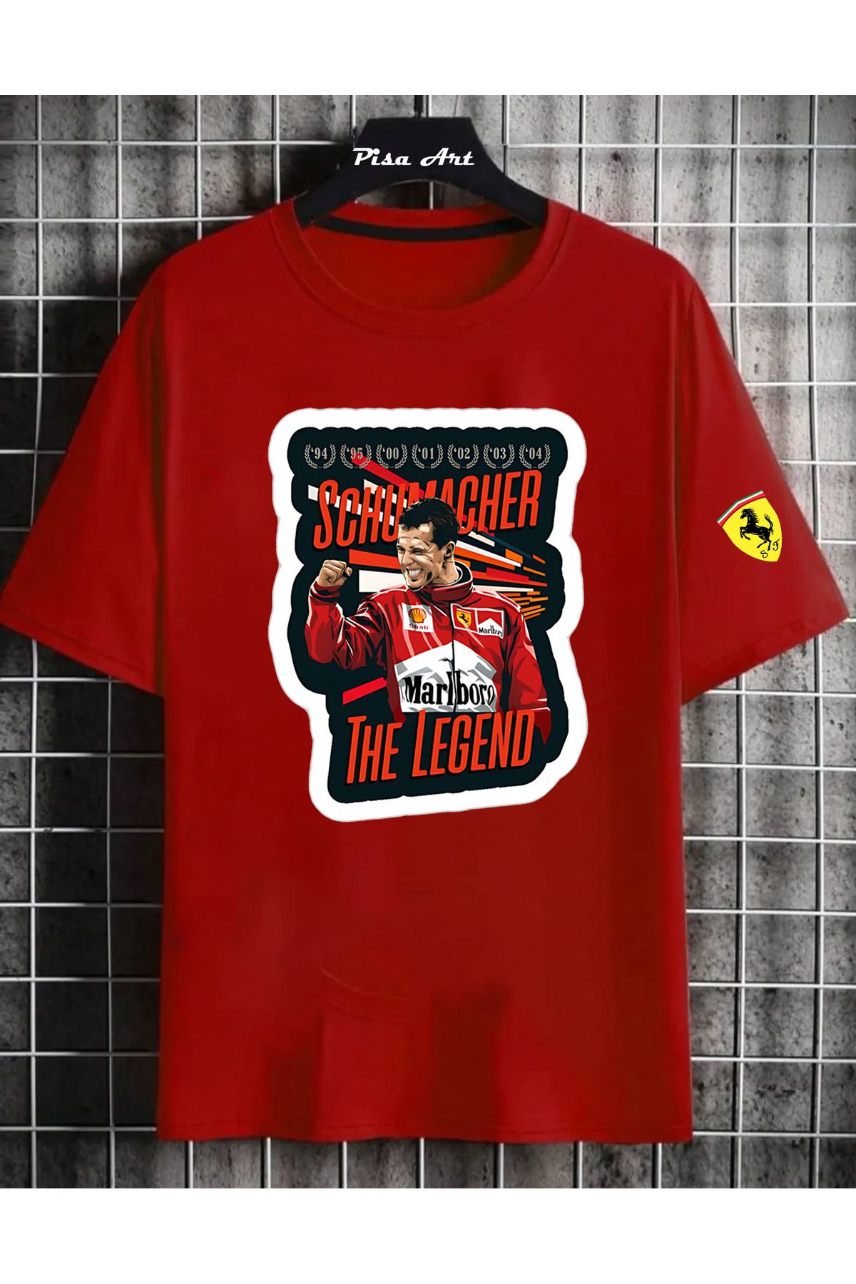 Pisa Art Michael Schumacher Efsane Formula 1 Pilotu Özel Tasarım T-Shirt